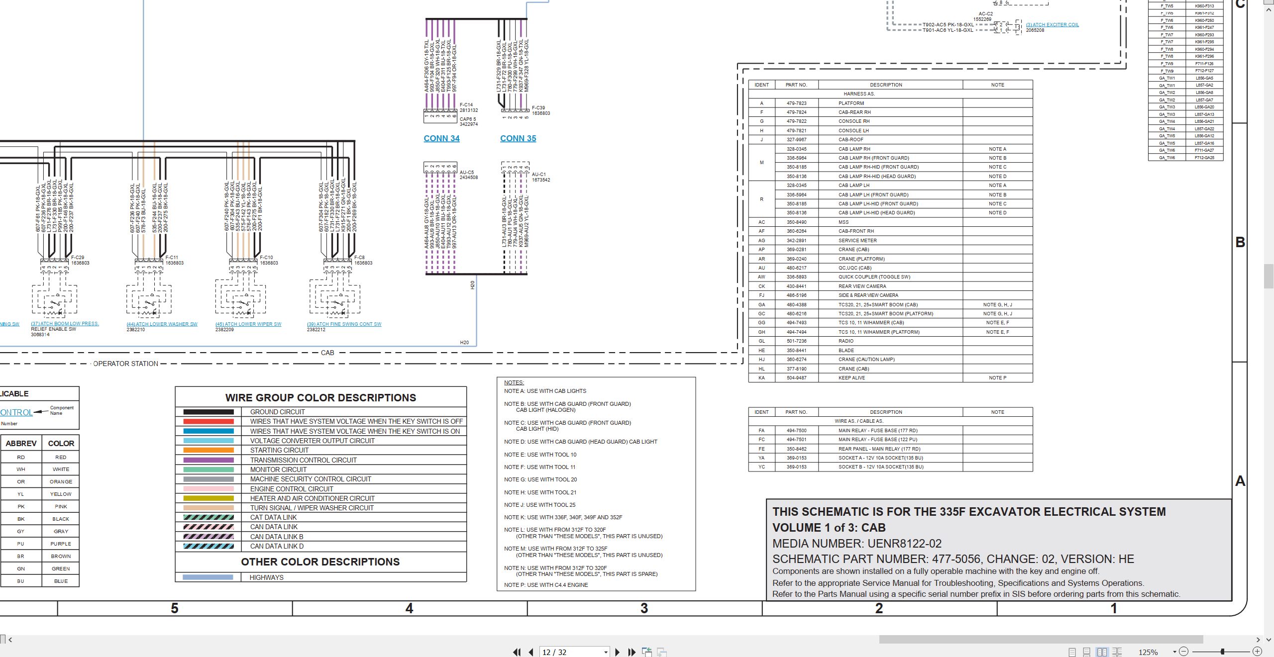 CAT Excavator 335F Electrical Hydraulic Schematic (2)