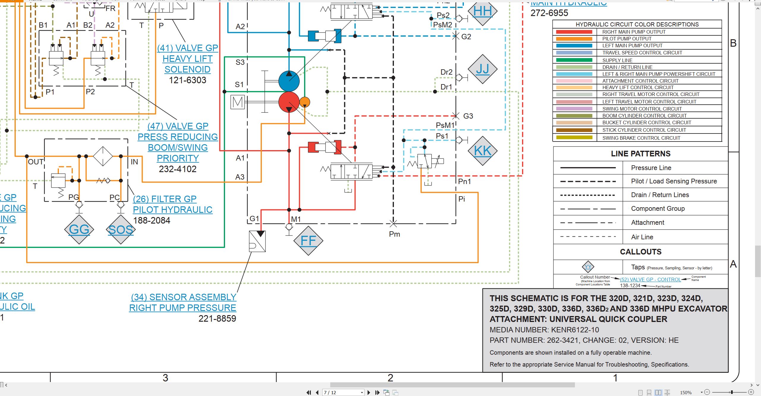 CAT Excavator 336D2 Electrical Hydraulic Schematic (3)