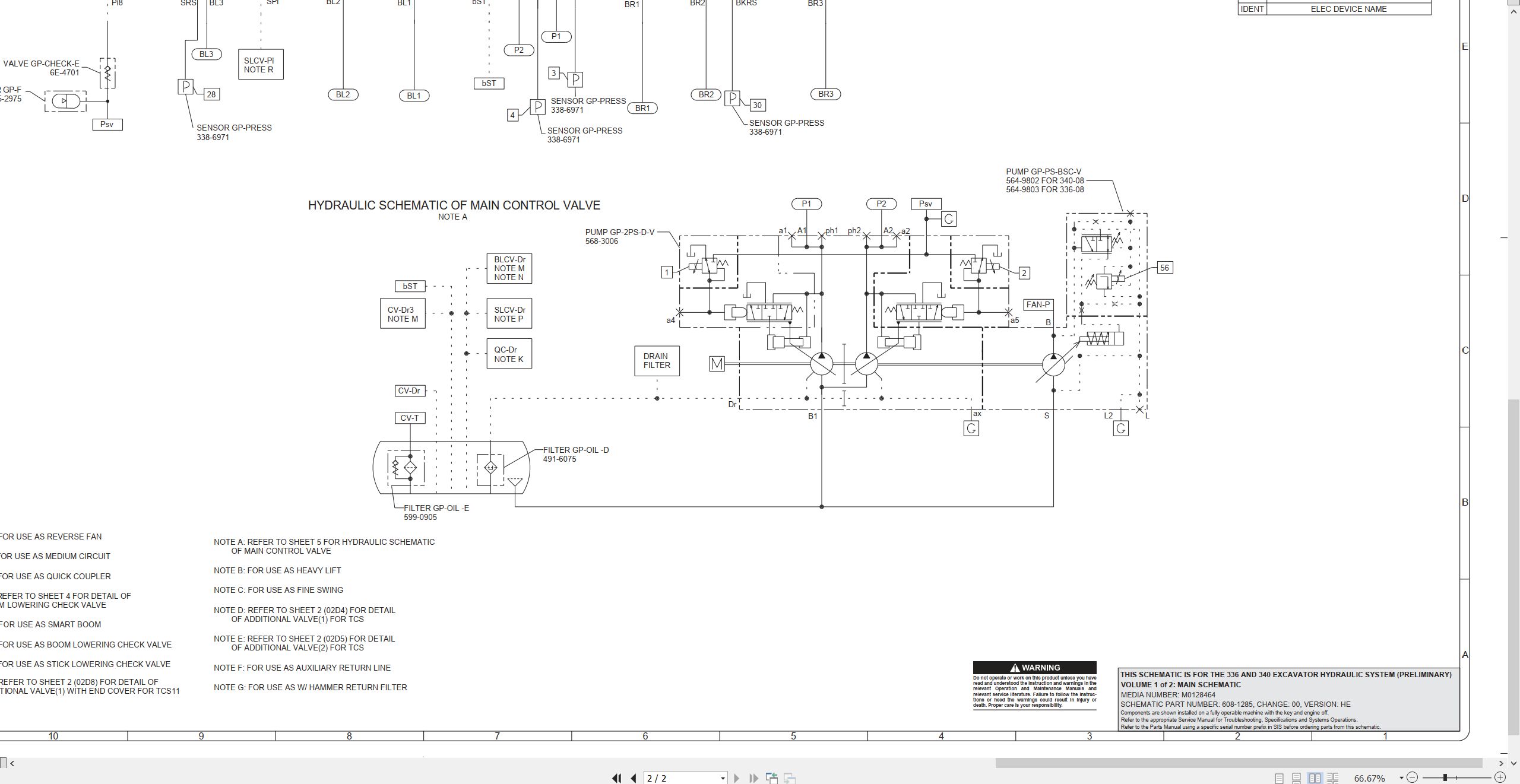 CAT Excavator 340 Electrical Hydraulic Schematic (3)