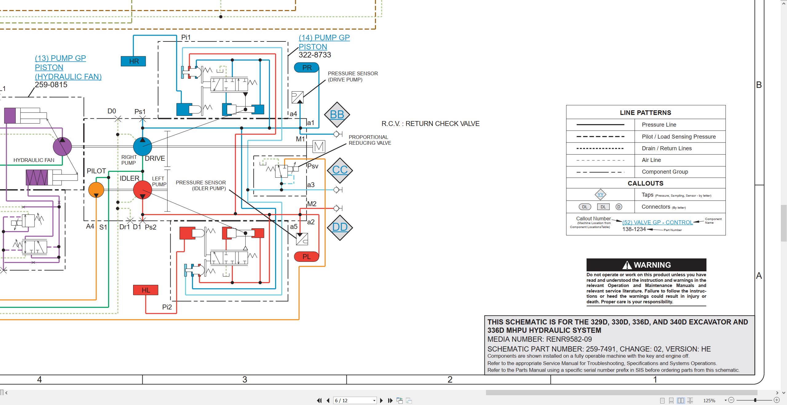 CAT Excavator 340D Electrical Hydraulic Schematic (3)