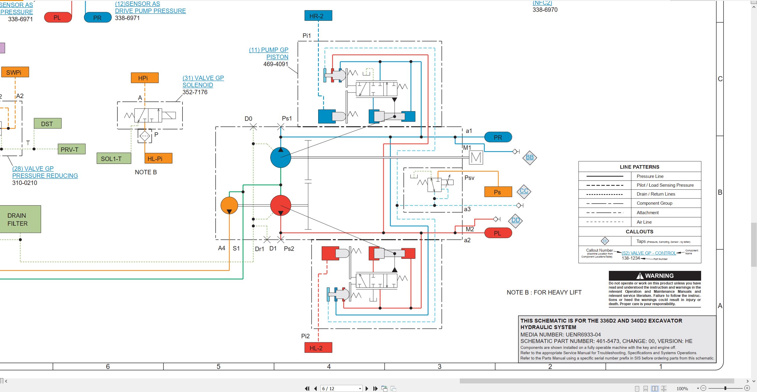 CAT Excavator 340D2 Electrical Hydraulic Schematic (3)