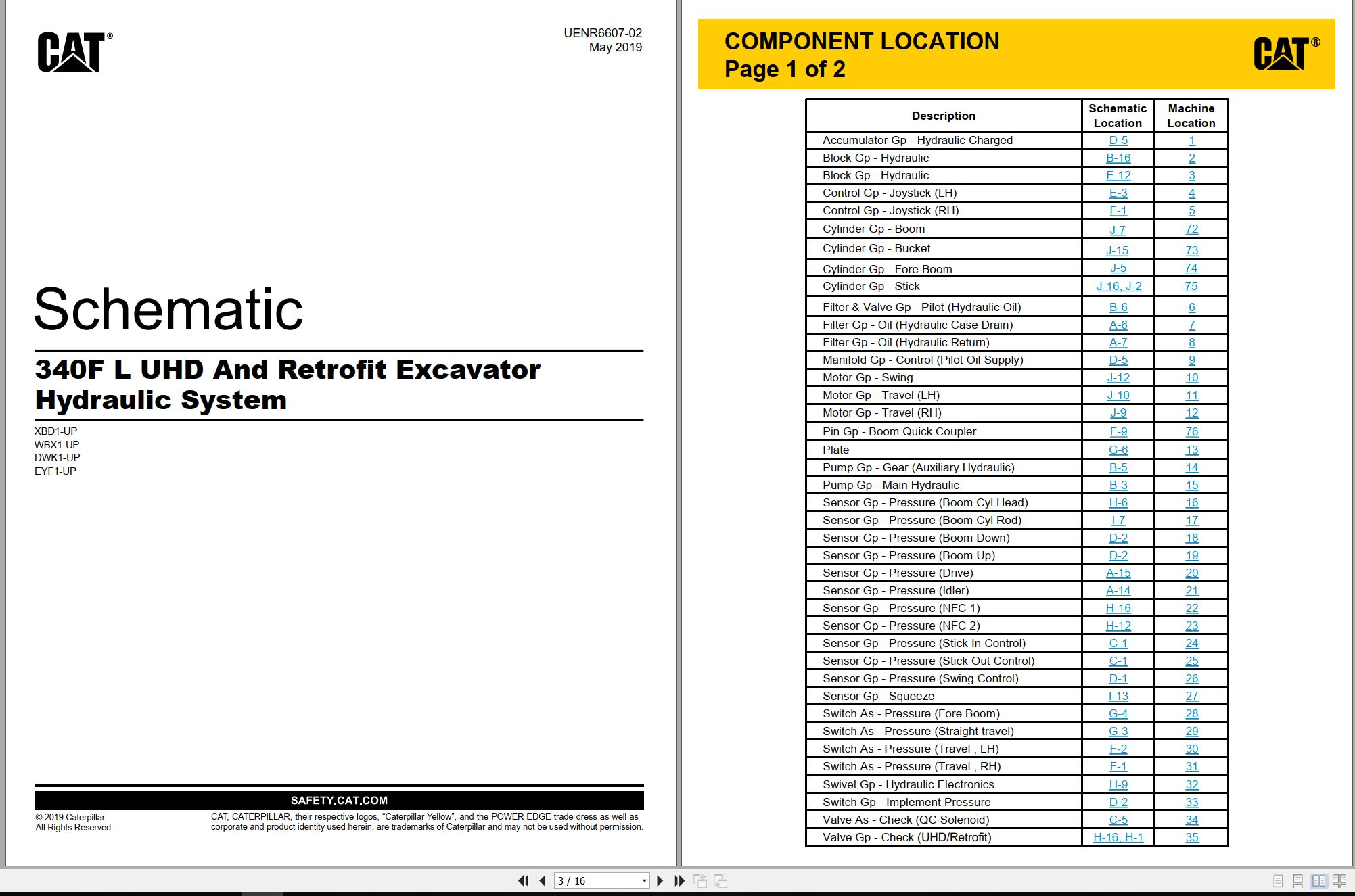 CAT Excavator 340F L UHD Hydraulic Schematic UENR6607 02 2019 (1)