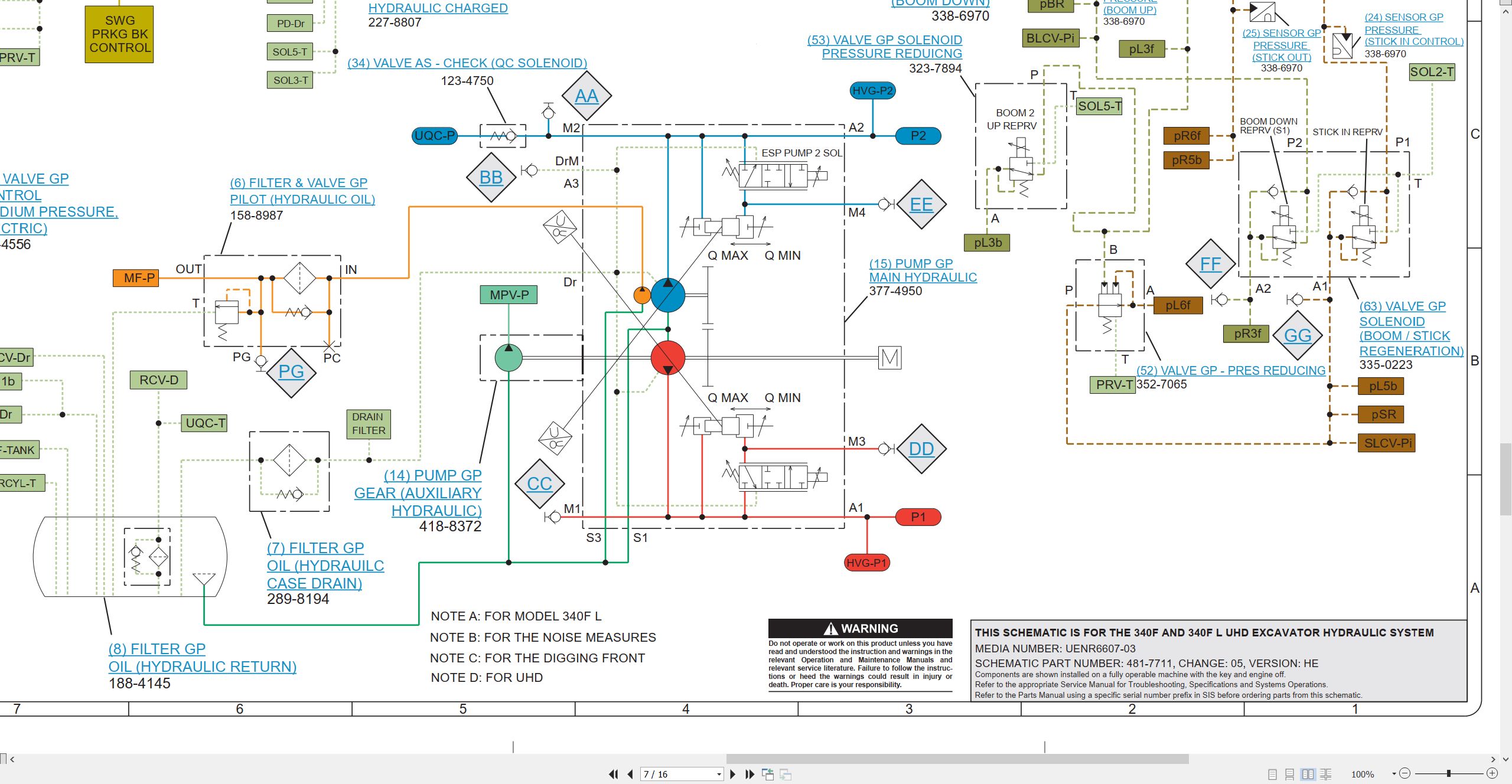CAT Excavator 340UHD Electrical Hydraulic Schematic (3)