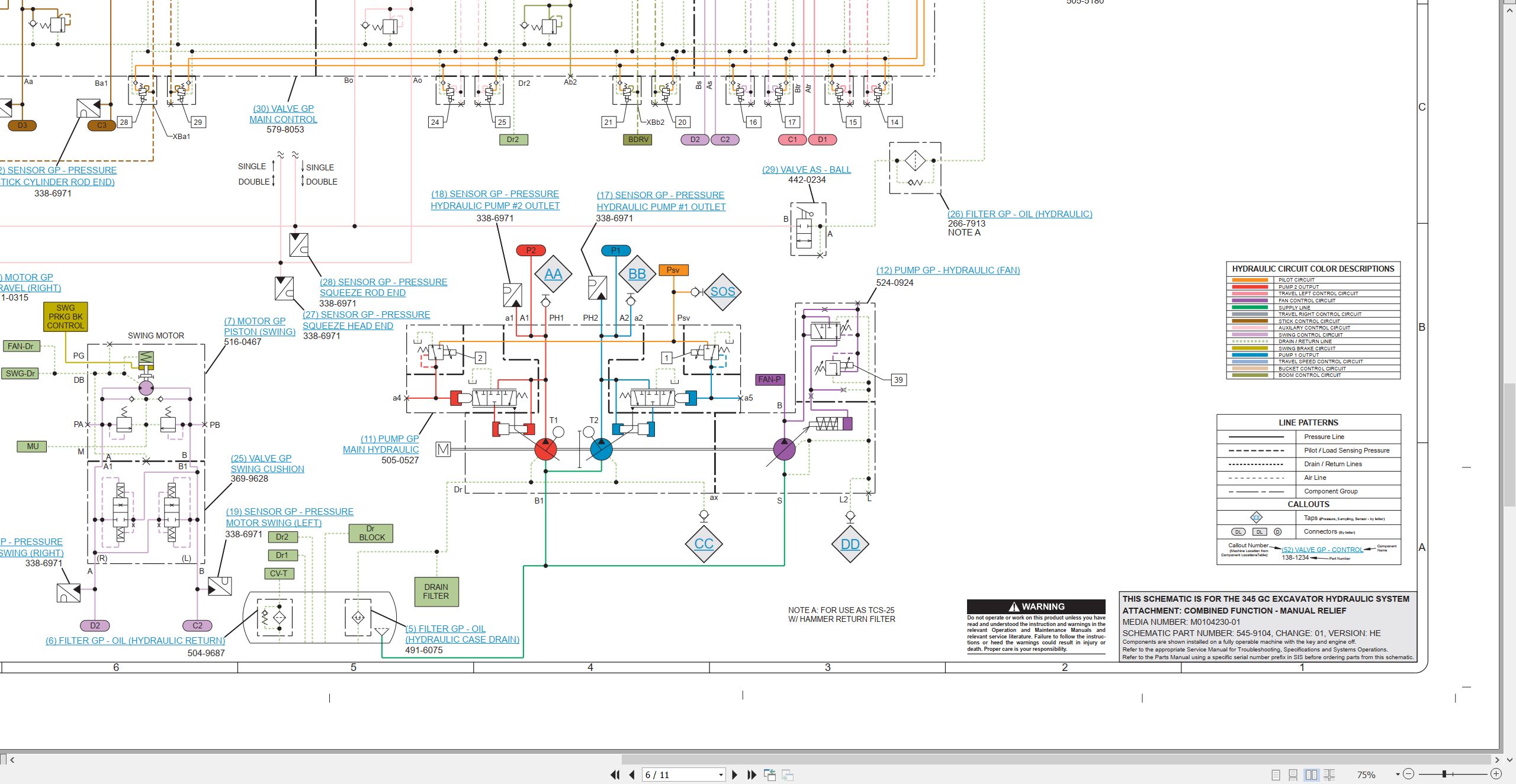 CAT Excavator 345 GC Electrical Hydraulic Schematic (3)