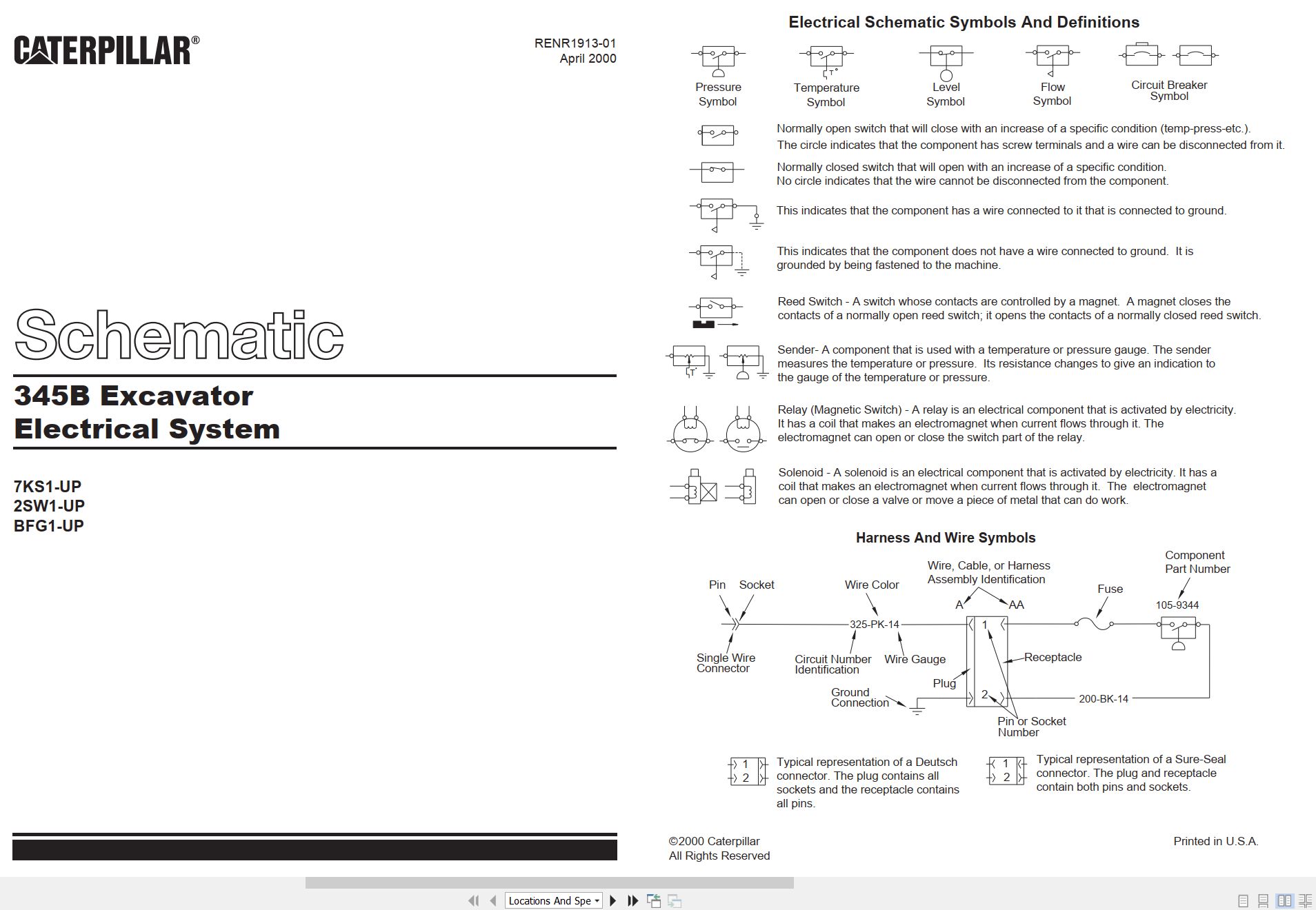 CAT Excavator 345B Electrical Hydraulic Schematic (1)
