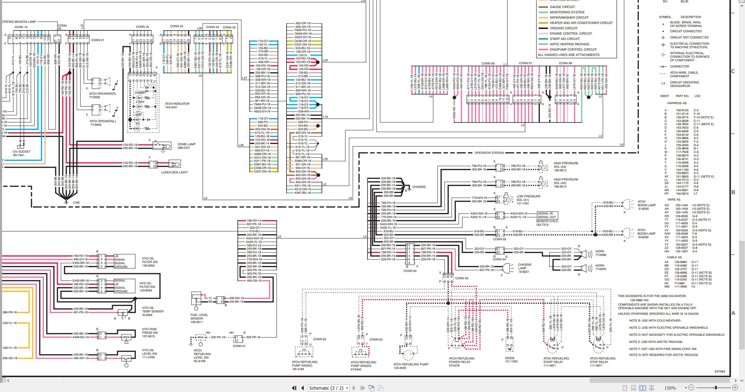 CAT Excavator 345B Electrical Hydraulic Schematic (2)