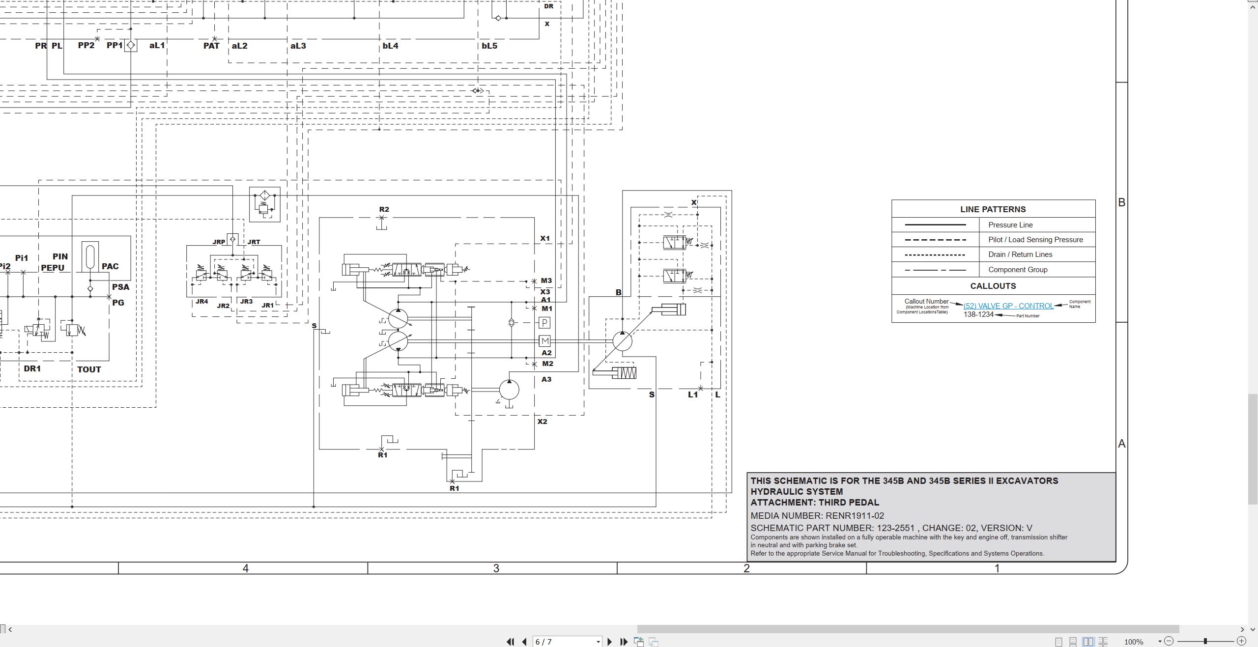 CAT Excavator 345B II Electrical Hydraulic Schematic (3)