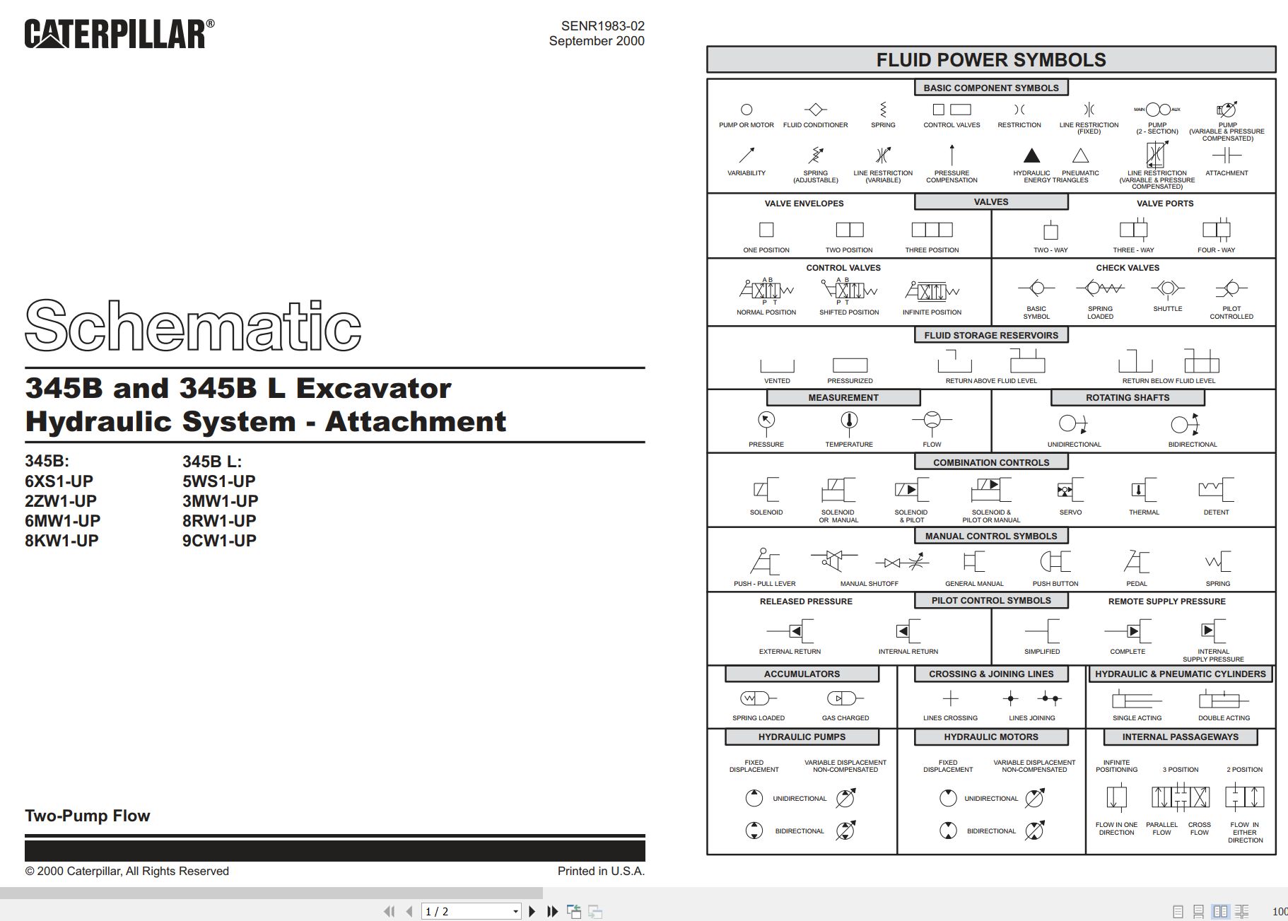 CAT Excavator 345B L Hydraulic Schematic SENR1983 02 2000 (1)