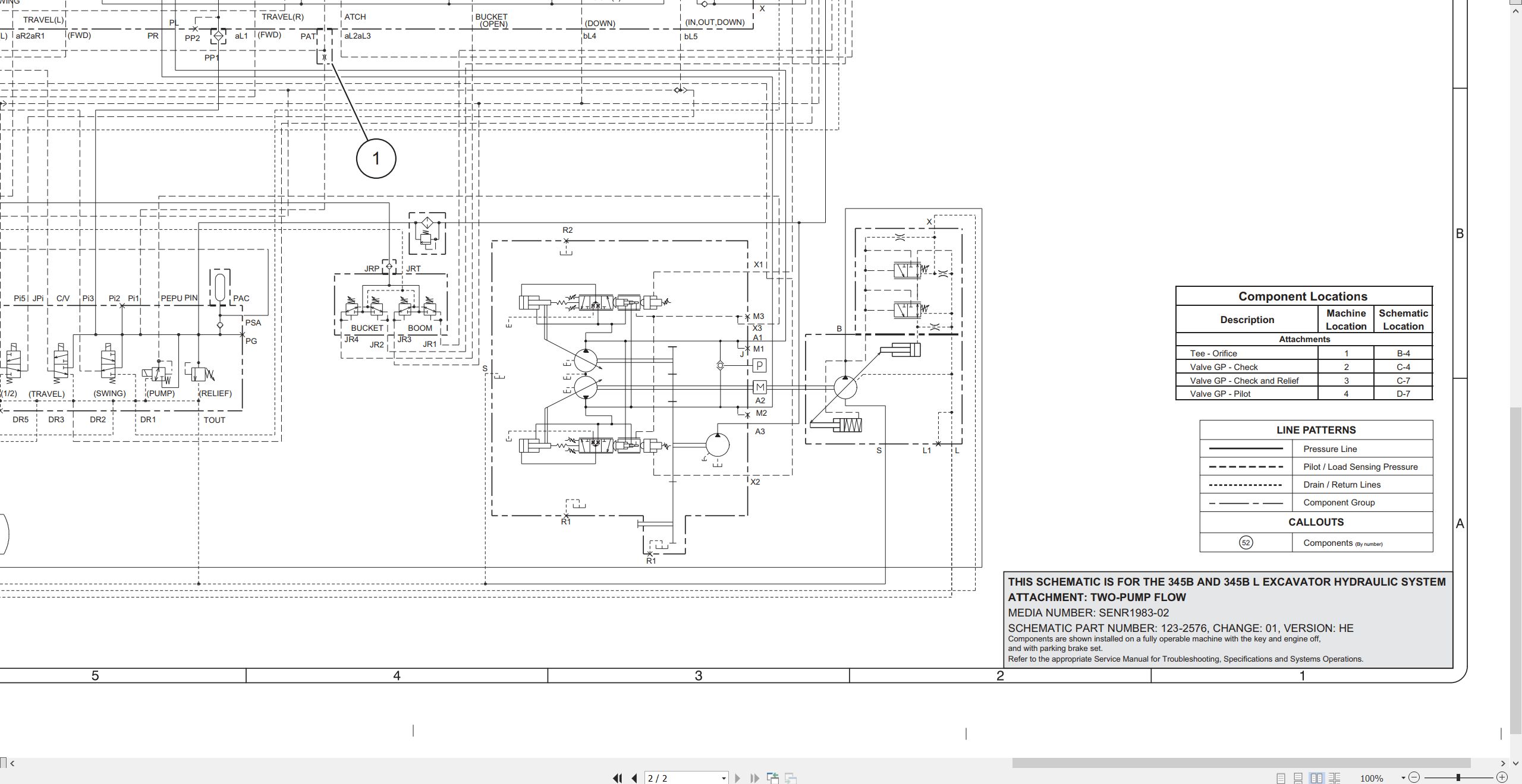 CAT Excavator 345B L Hydraulic Schematic SENR1983 02 2000 (2)