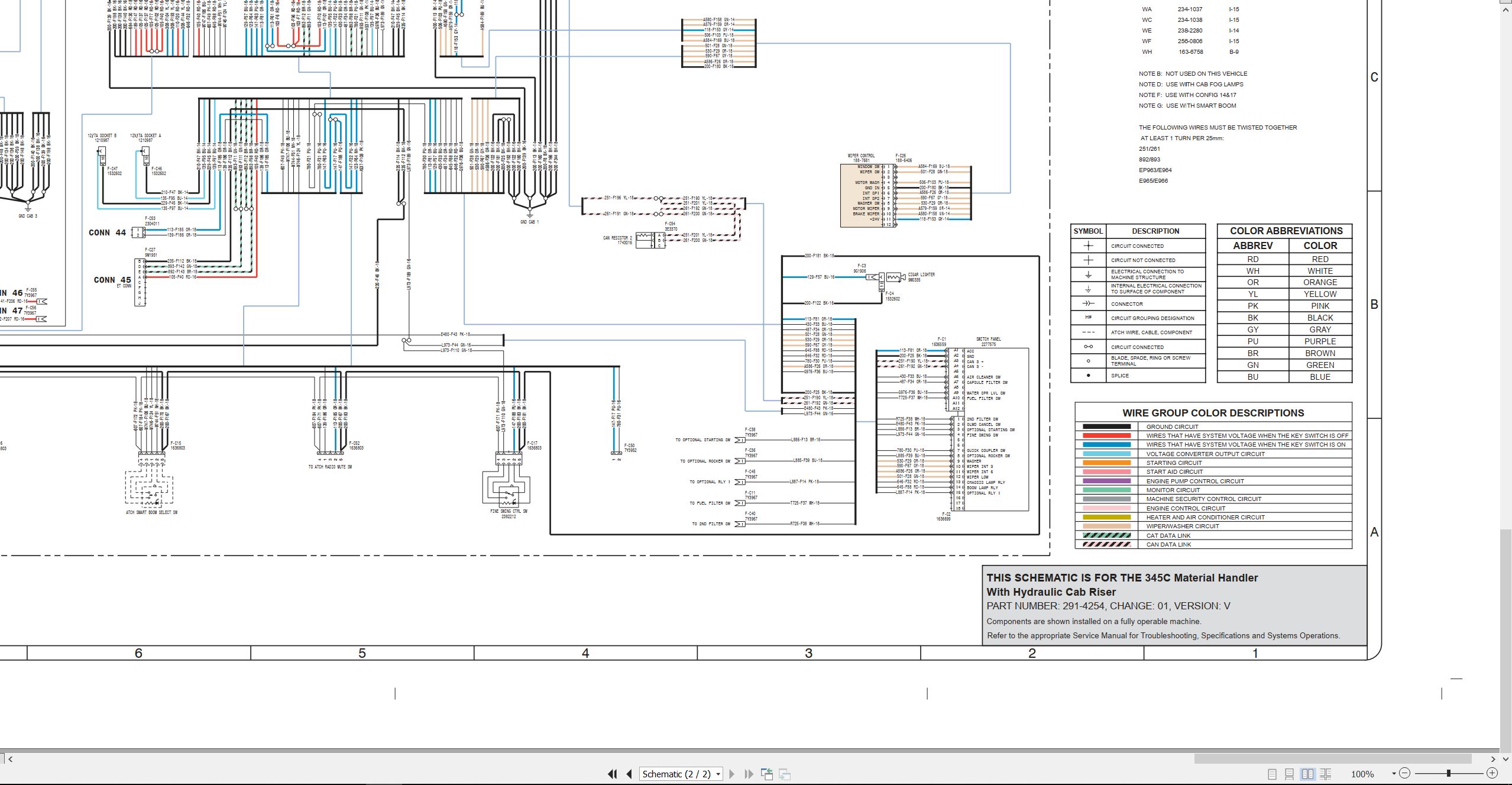 CAT Excavator 345C Electrical Hydraulic Schematic (2)