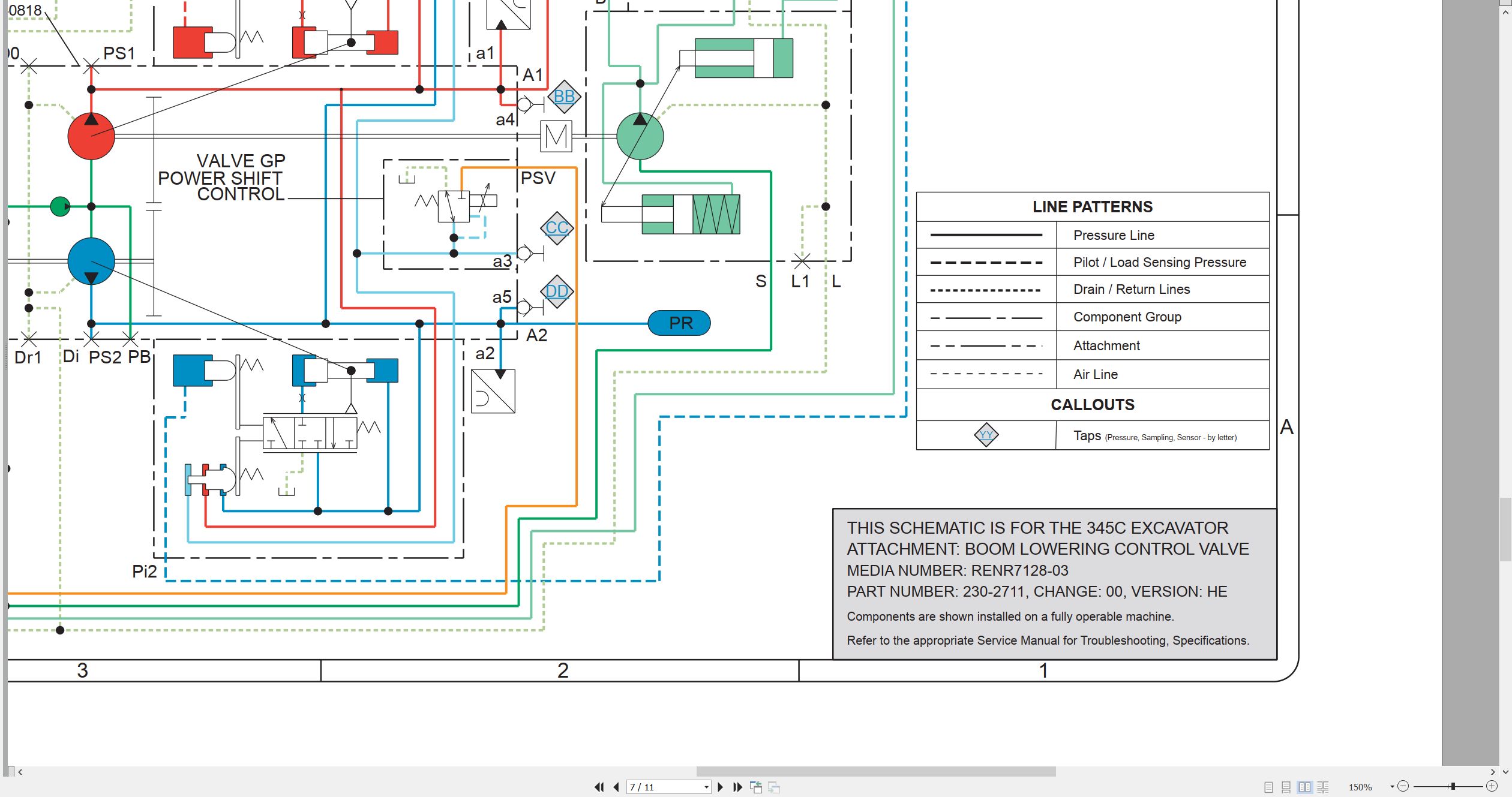 CAT Excavator 345C Electrical Hydraulic Schematic (3)