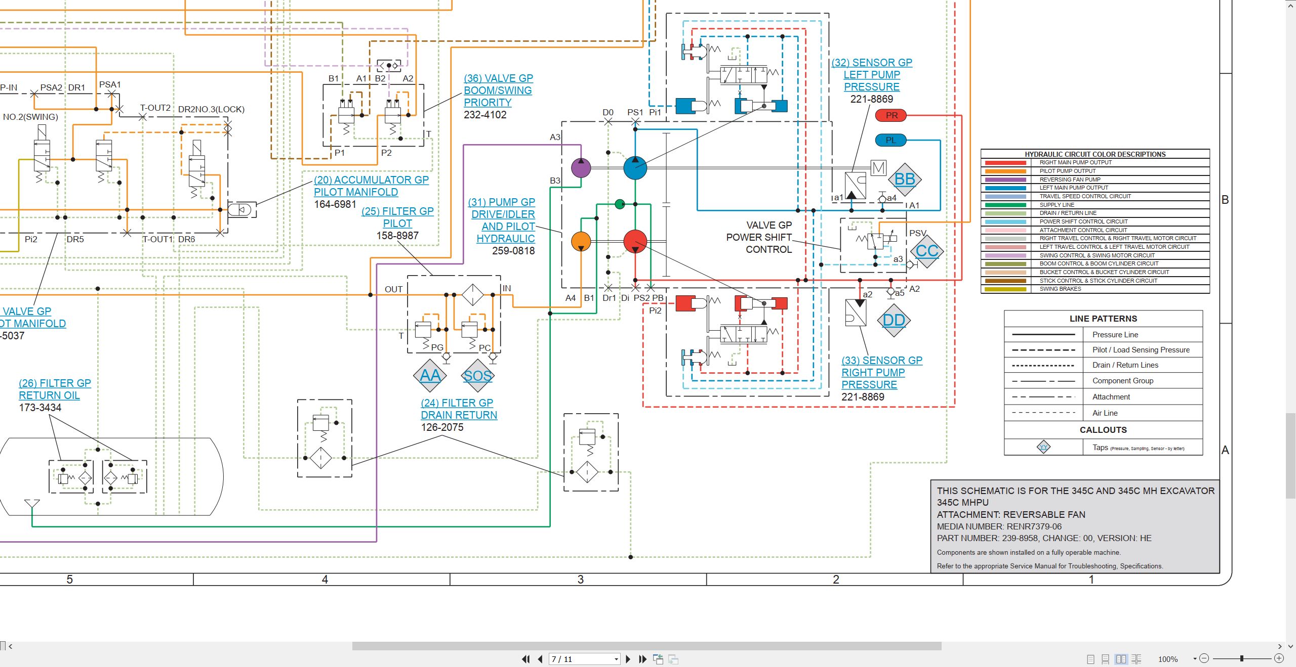CAT Excavator 345C MH Electrical Hydraulic Schematic (3)