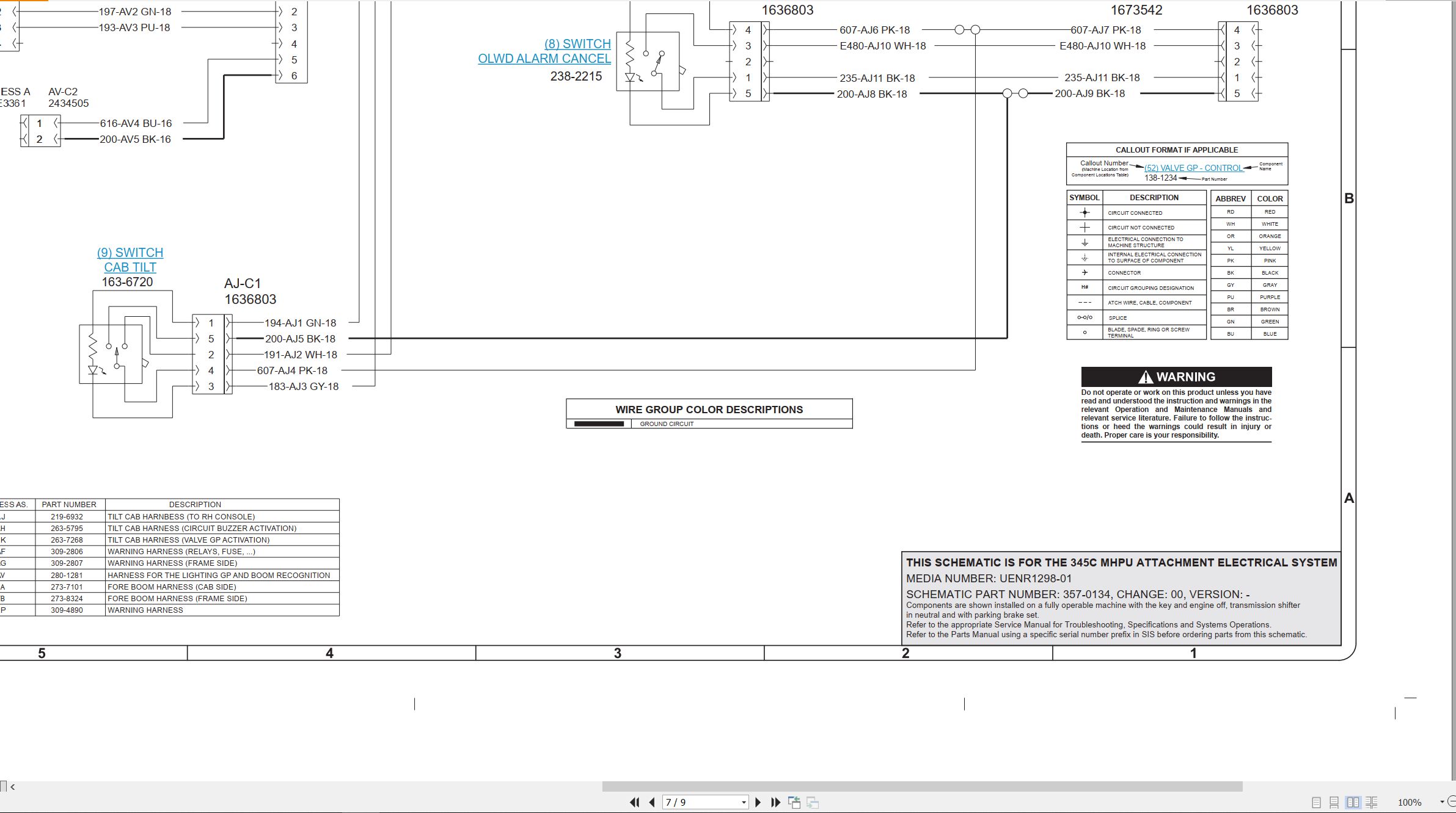 CAT Excavator 345C MHPU Electrical Hydraulic Schematic (2)
