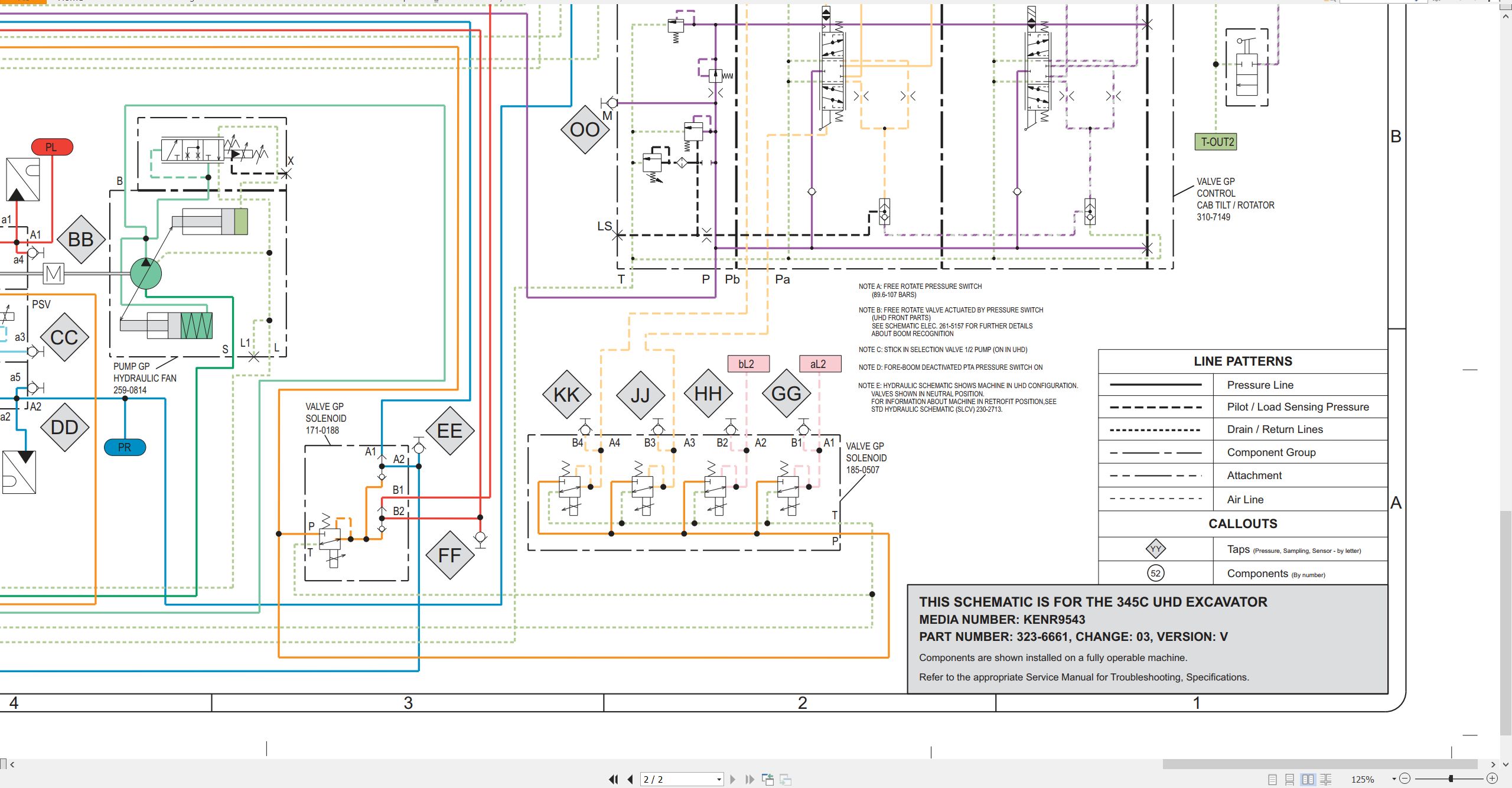 CAT Excavator 345C UHD Electrical Hydraulic Schematic (3)