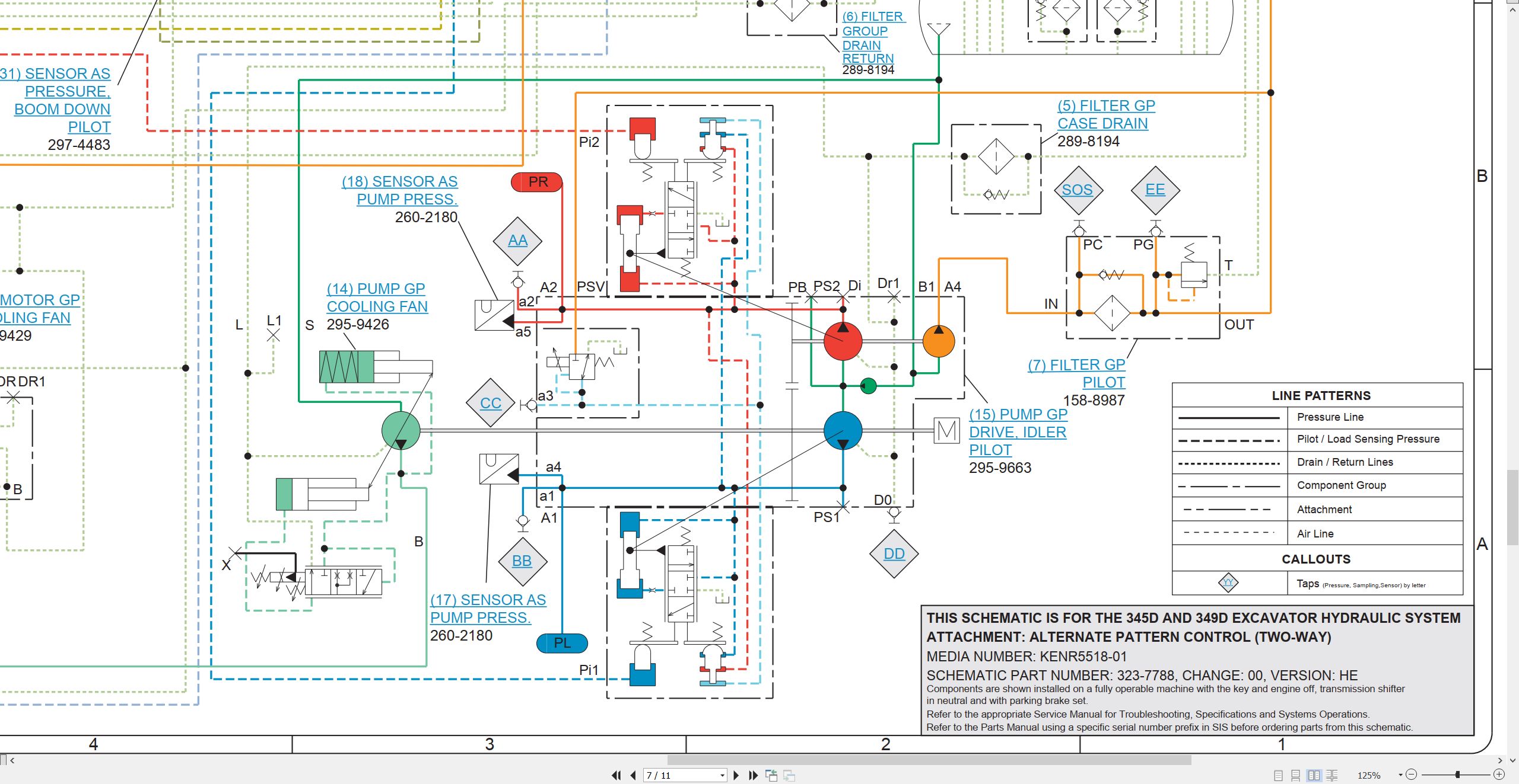CAT Excavator 345D Electrical Hydraulic Schematic (3)