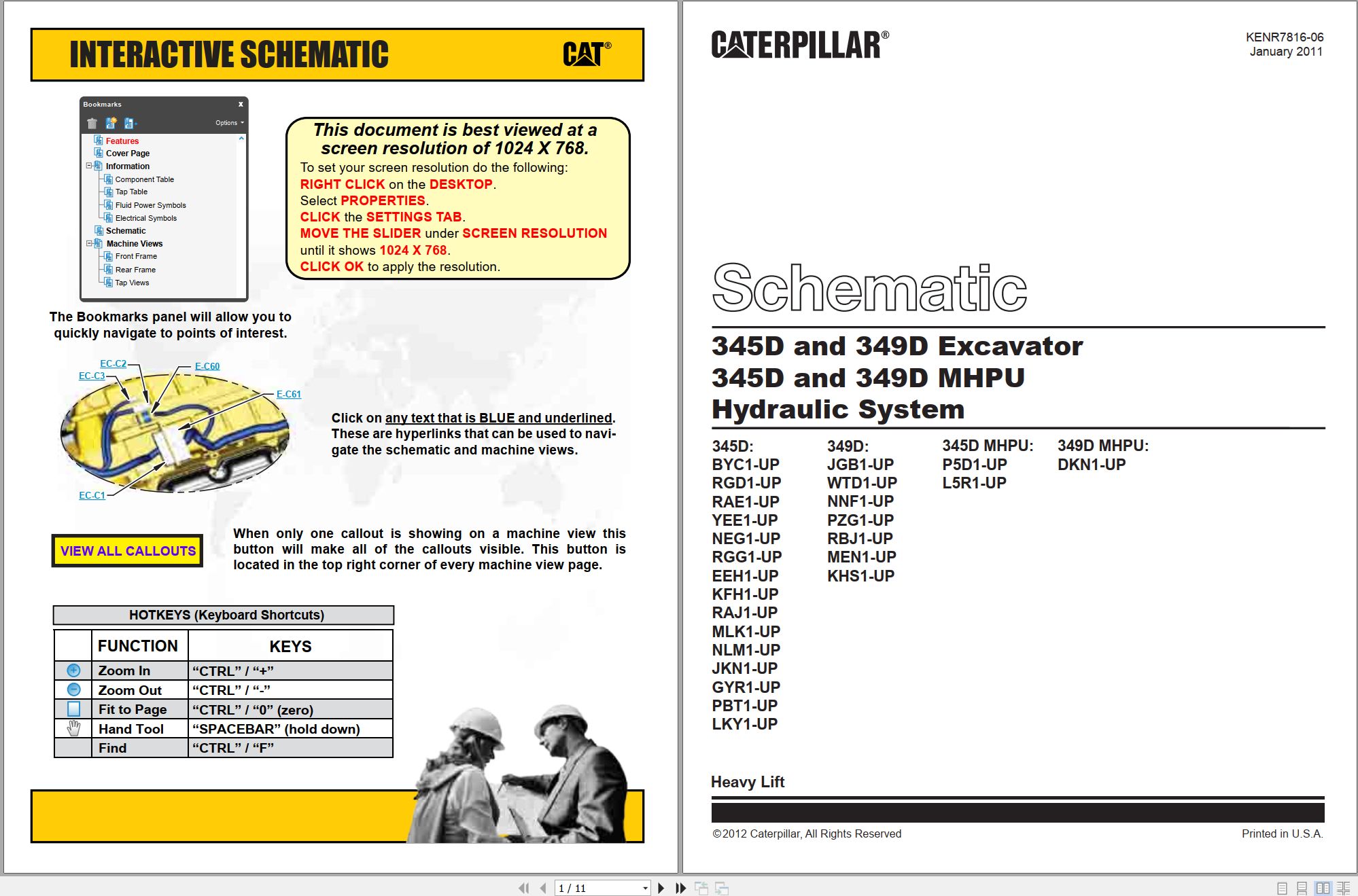 CAT Excavator 345D to 349D MHPU Hydraulic Schematic KENR7816 06 2011 (1)