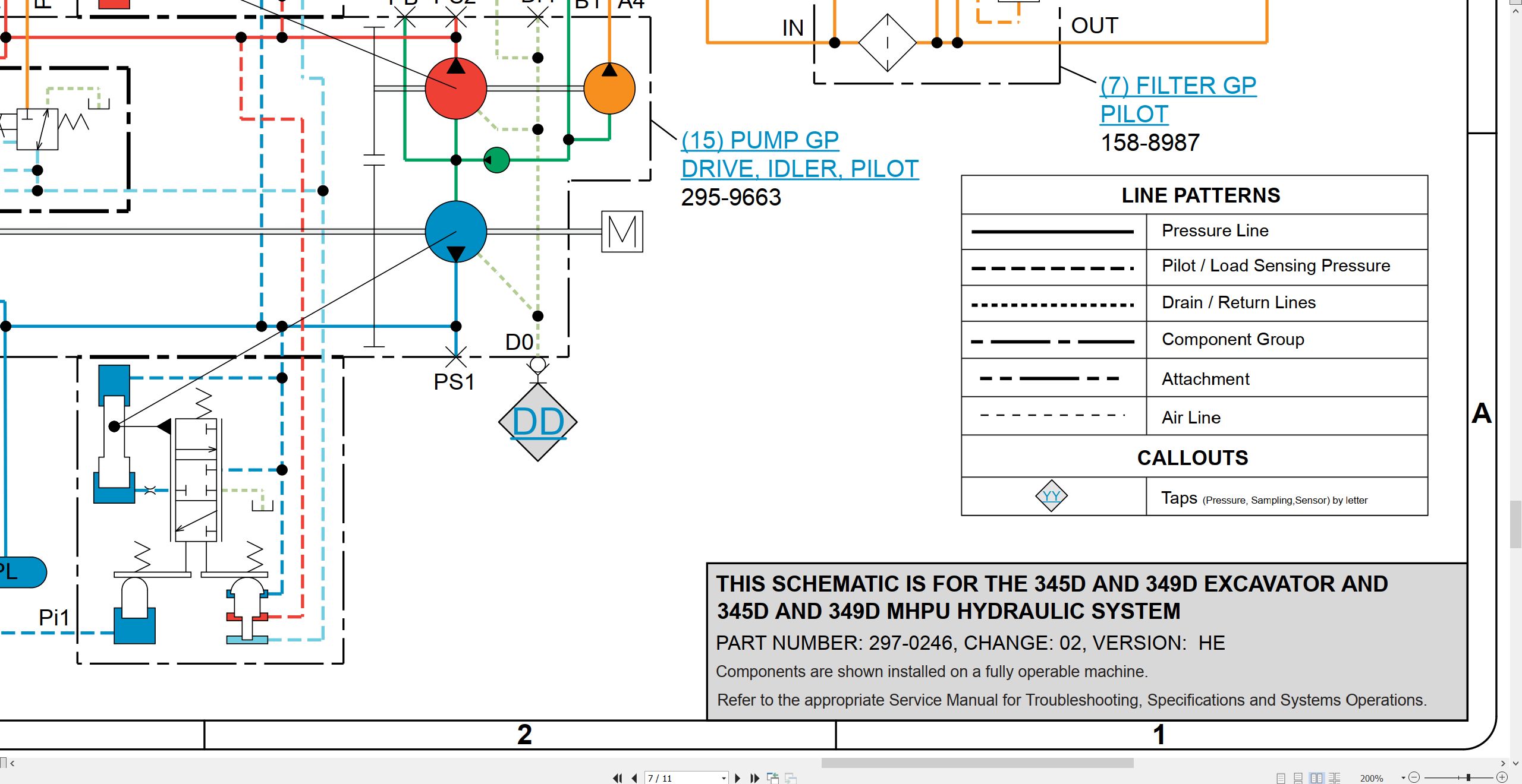 CAT Excavator 345D to 349D MHPU Hydraulic Schematic KENR7816 06 2011 (2)