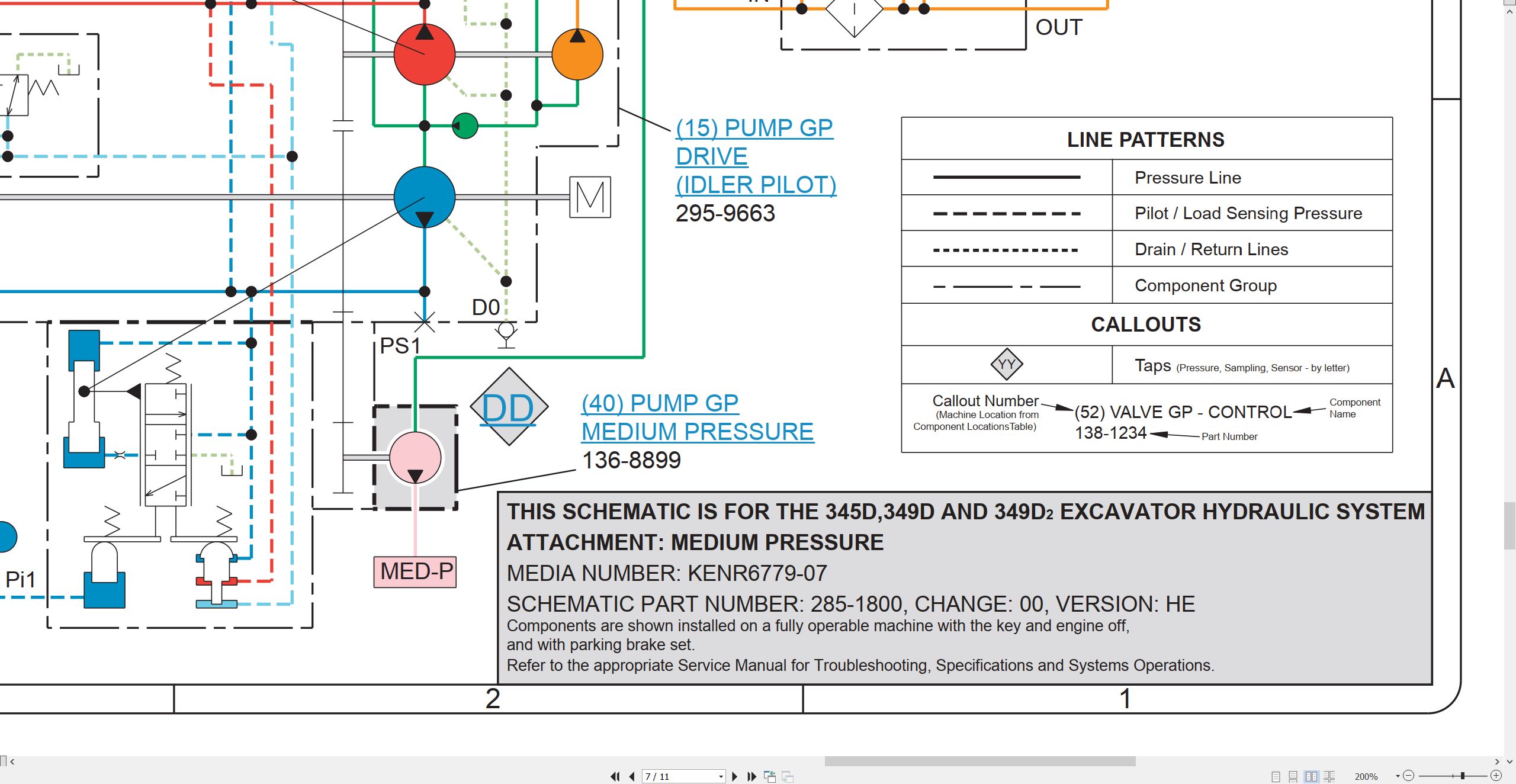 CAT Excavator 349D2 Electrical Hydraulic Schematic (3)