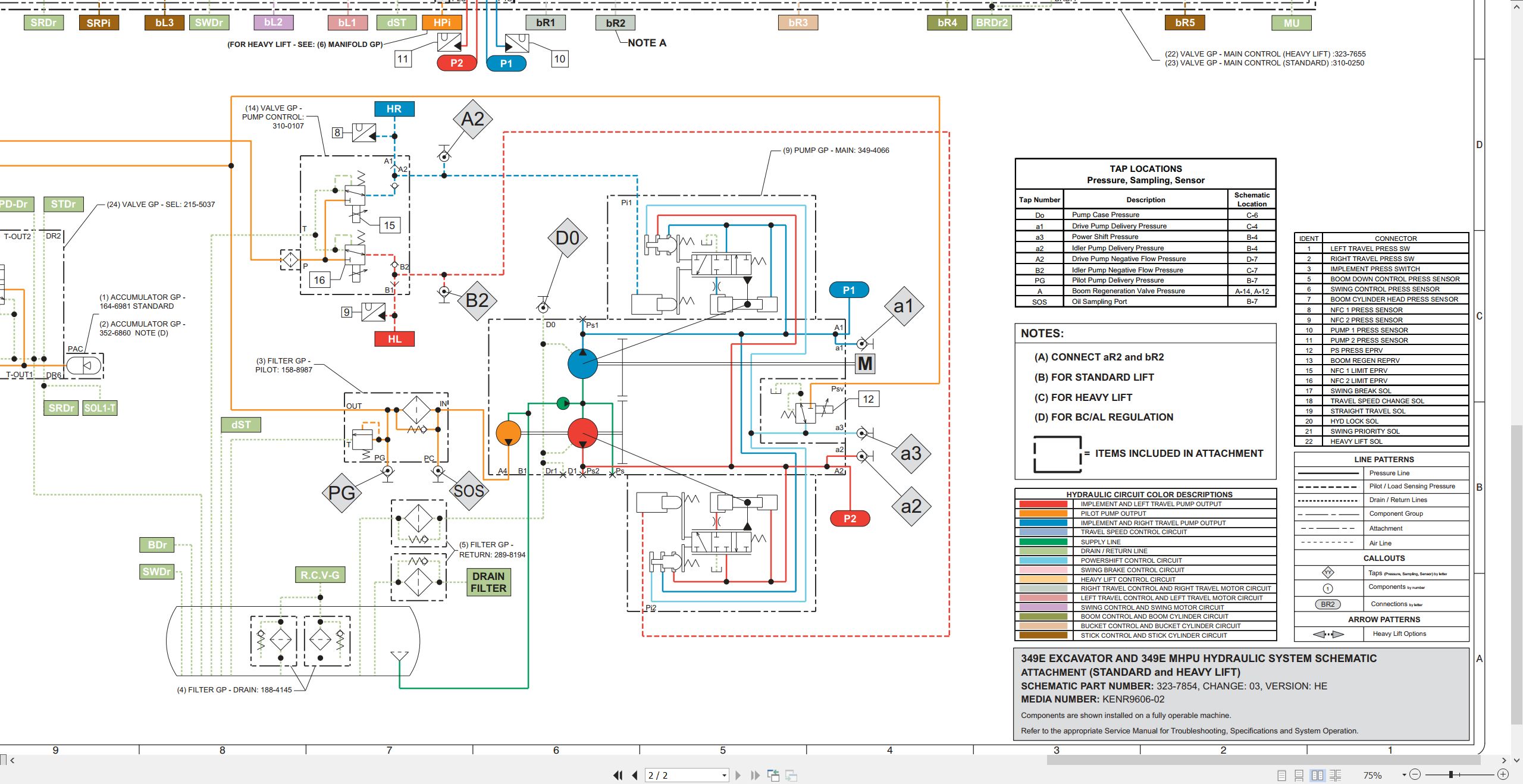 CAT Excavator 349E Electrical Hydraulic Schematic (3)