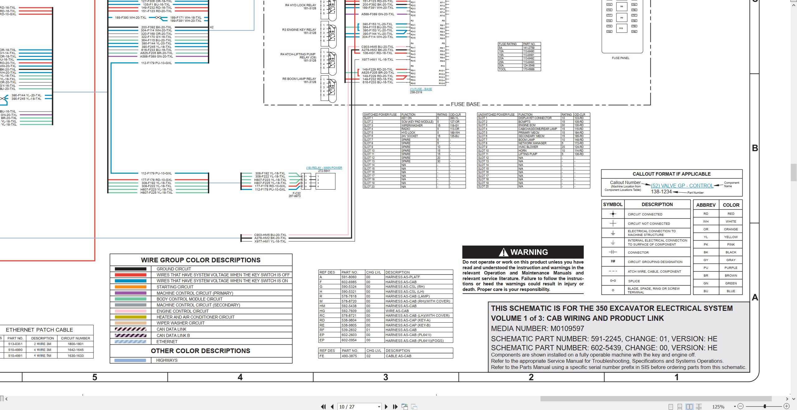 CAT Excavator 350 Electrical Hydraulic Schematic (2)