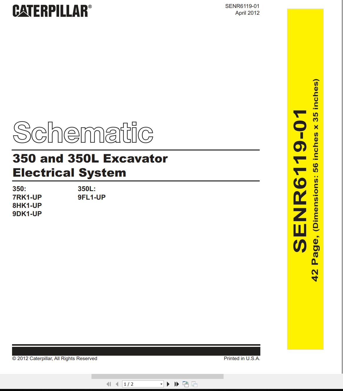 CAT Excavator 350 L Electrical Hydraulic Schematic (1)