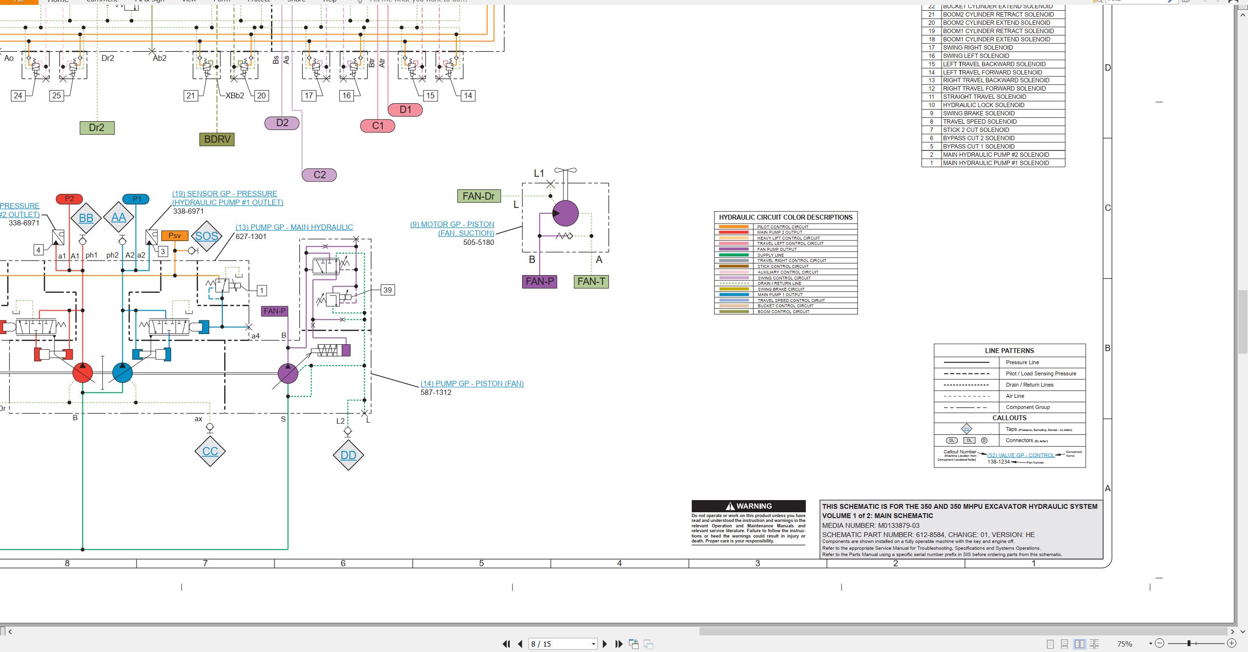CAT Excavator 350 MHPU Electrical Hydraulic Schematic (3)