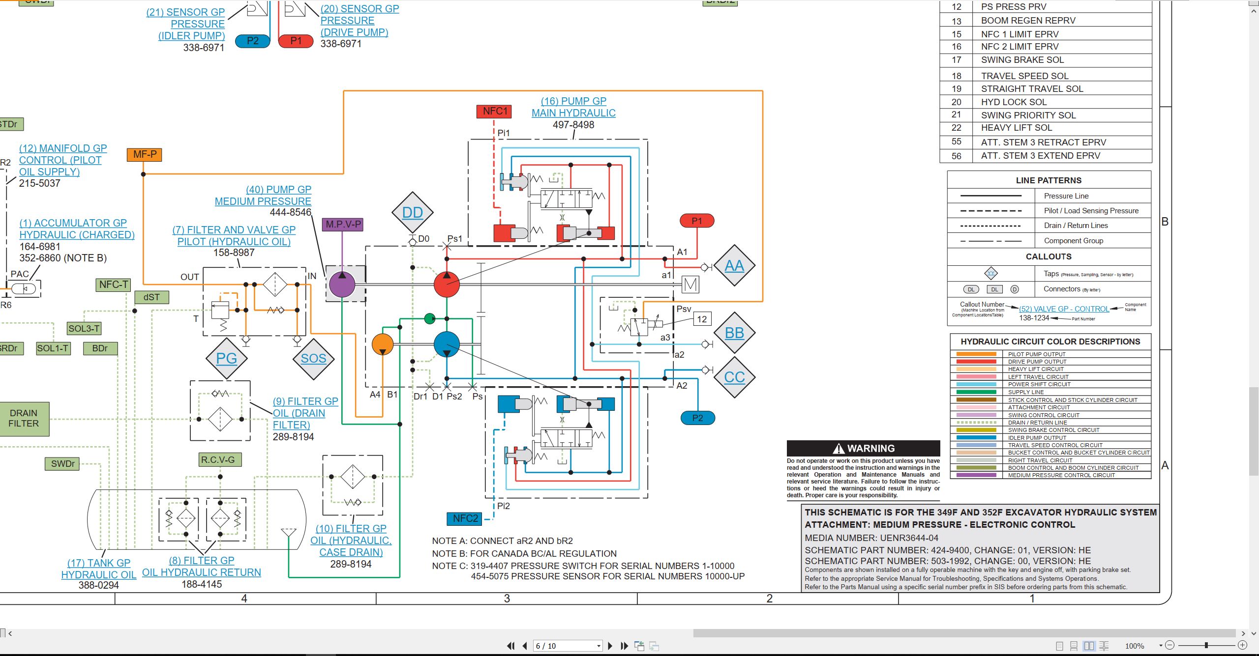 CAT Excavator 352F Electrical Hydraulic Schematic (3)