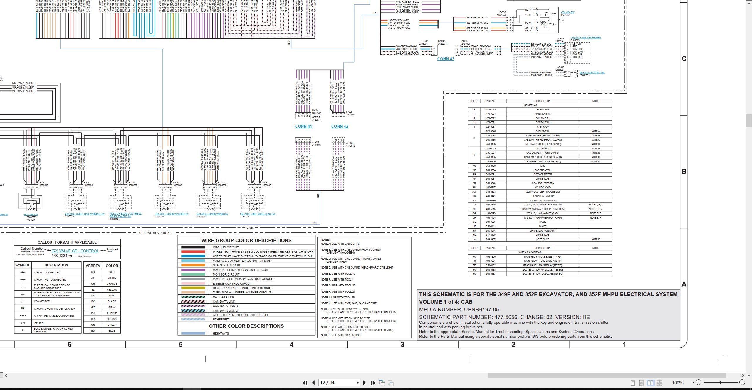 CAT Excavator 352F MHPU Electrical Hydraulic Schematic (2)