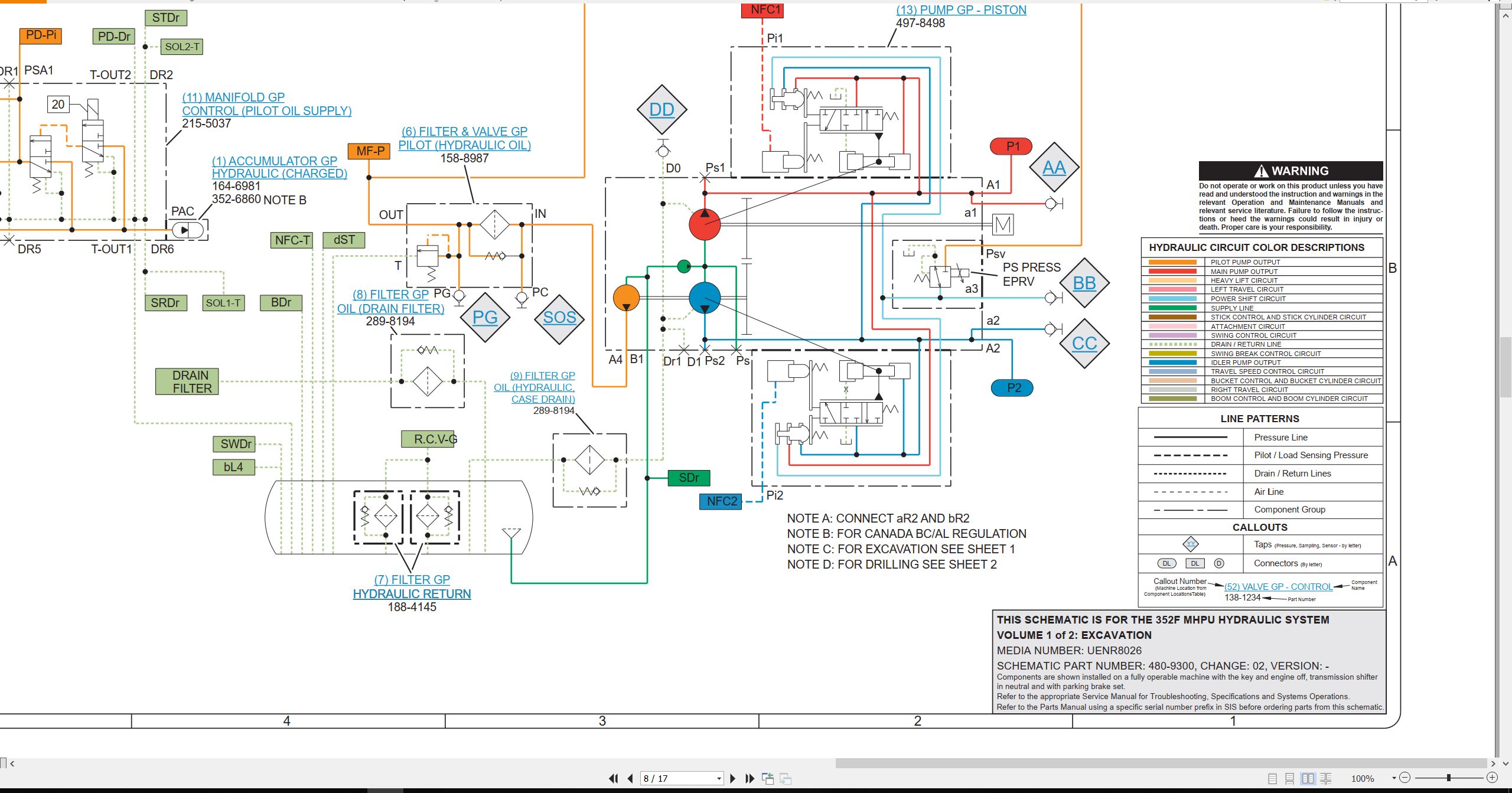 CAT Excavator 352F MHPU Electrical Hydraulic Schematic (3)
