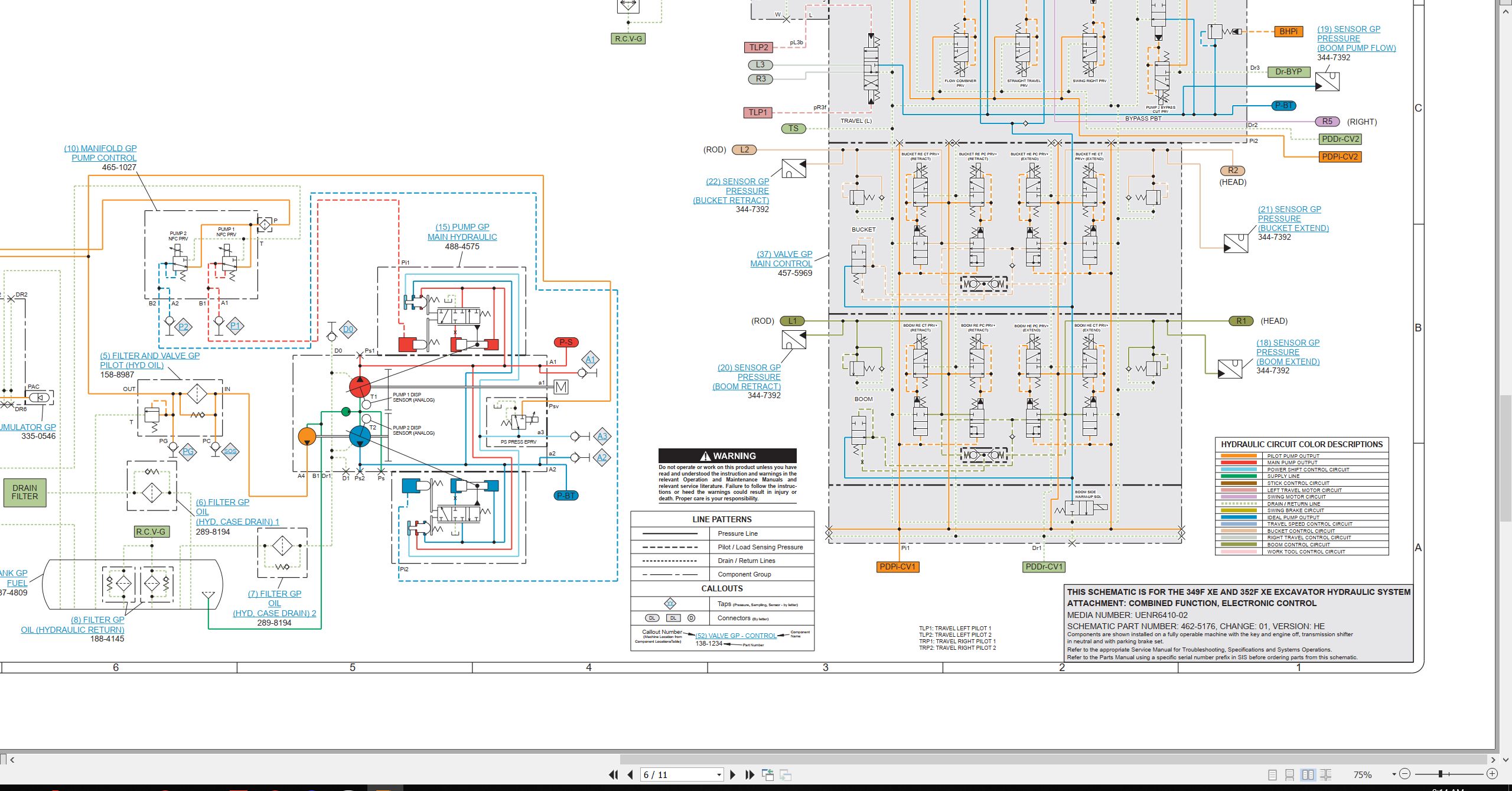 CAT Excavator 352F XE Electrical Hydraulic Schematic (3)