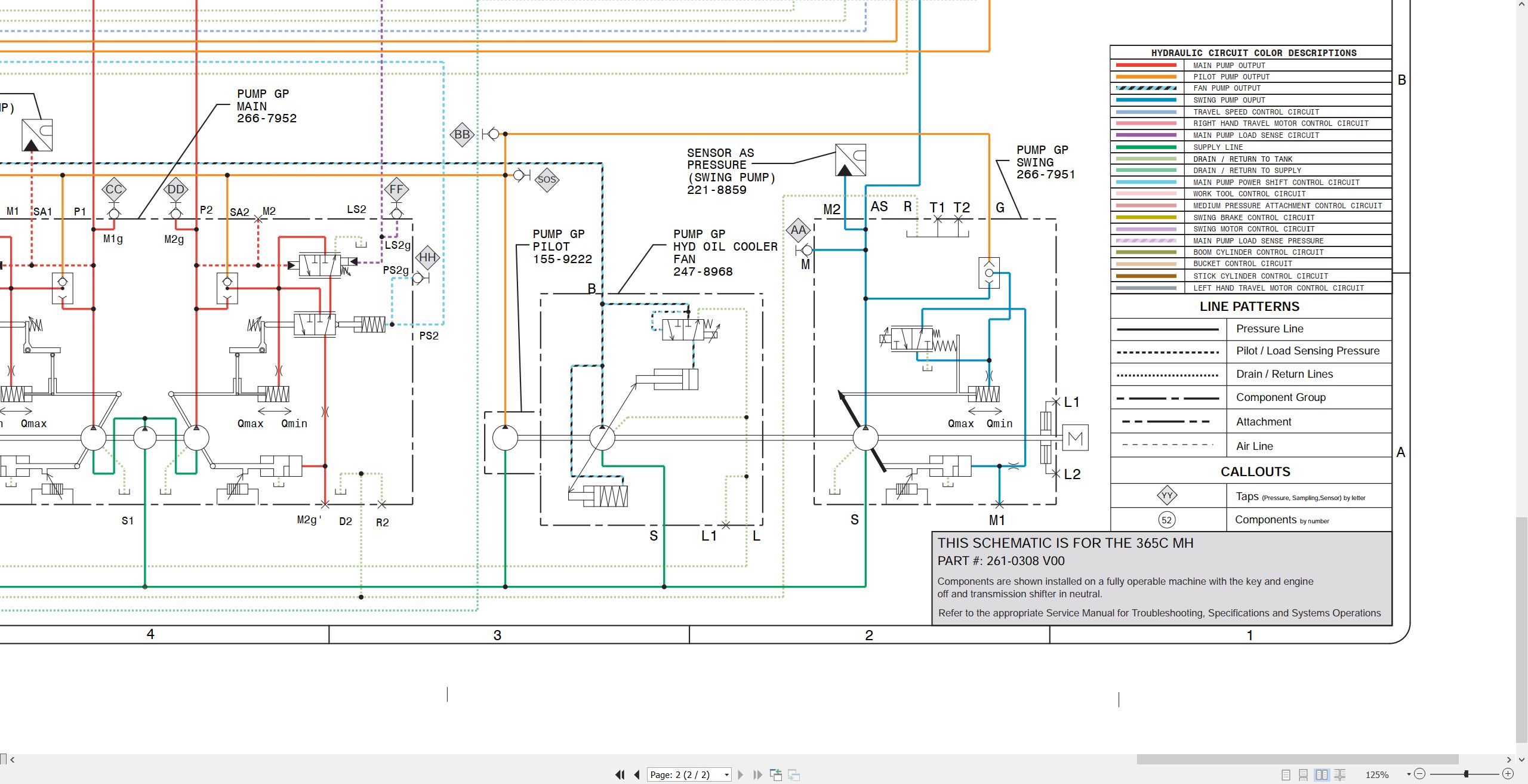 CAT Excavator 365C Electrical Hydraulic Schematic (3)