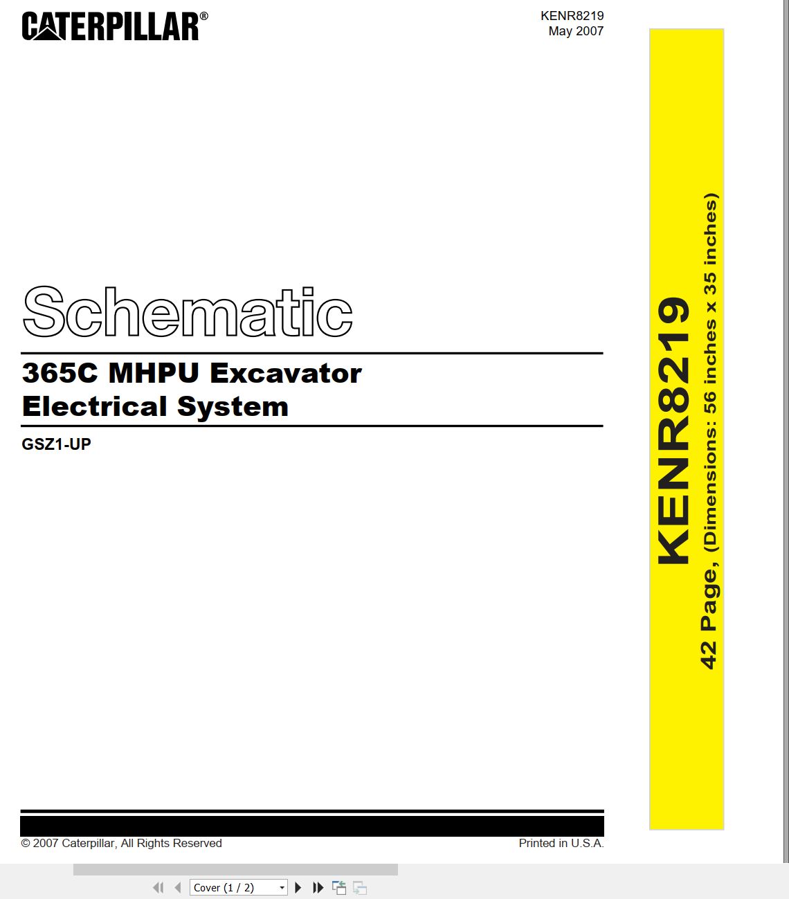 CAT Excavator 365C MHPU Electrical Hydraulic Schematic (1)