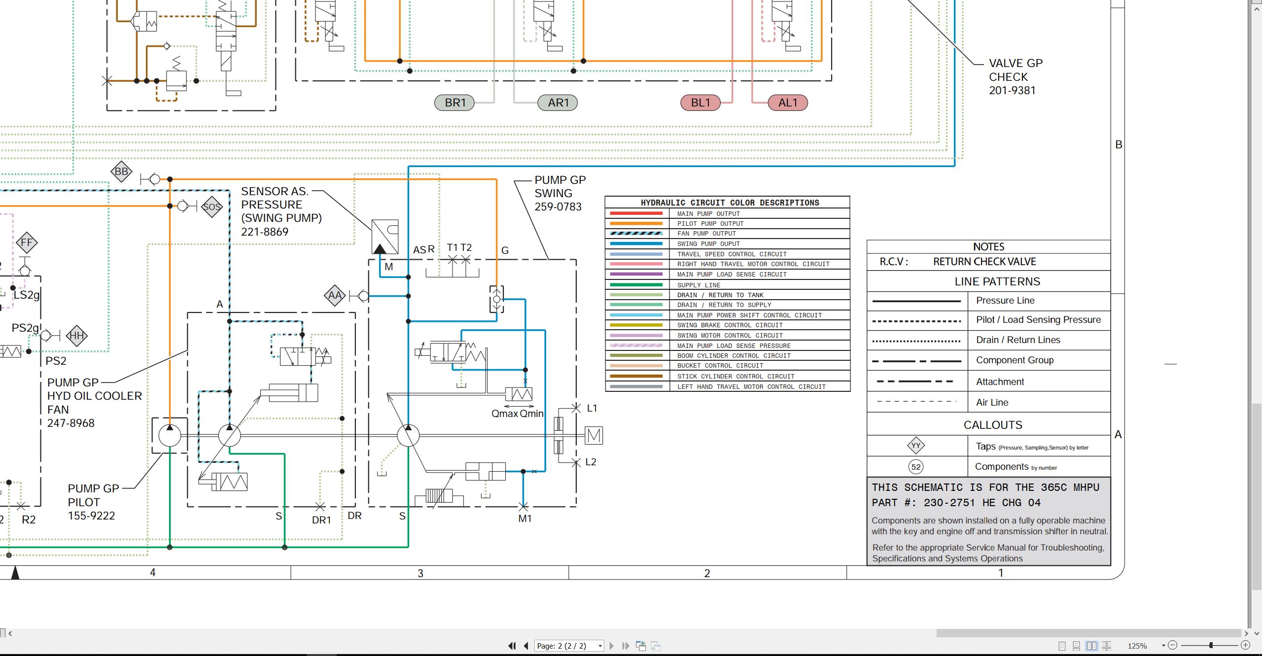 CAT Excavator 365C MHPU Electrical Hydraulic Schematic (3)