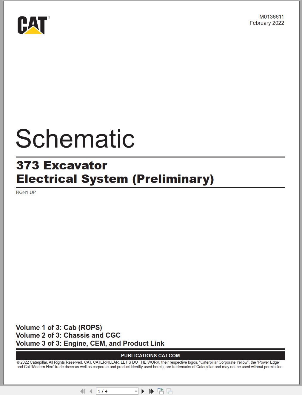CAT Excavator 373 Electrical Hydraulic Schematic (1)