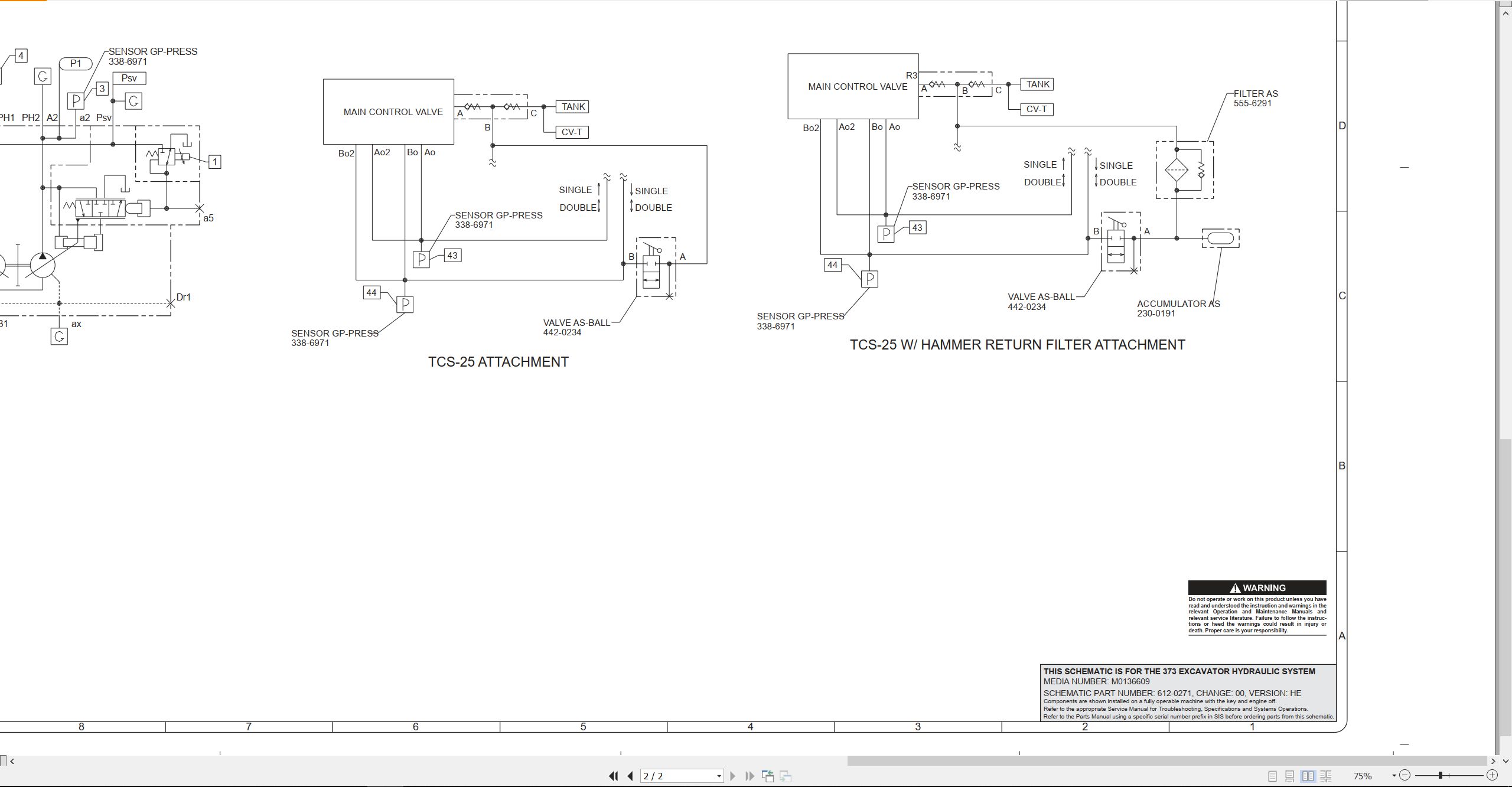 CAT Excavator 373 Electrical Hydraulic Schematic (3)
