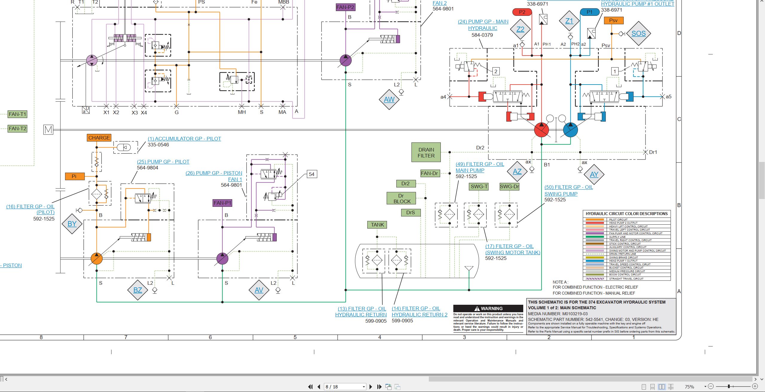 CAT Excavator 374 Electrical Hydraulic Schematic (3)