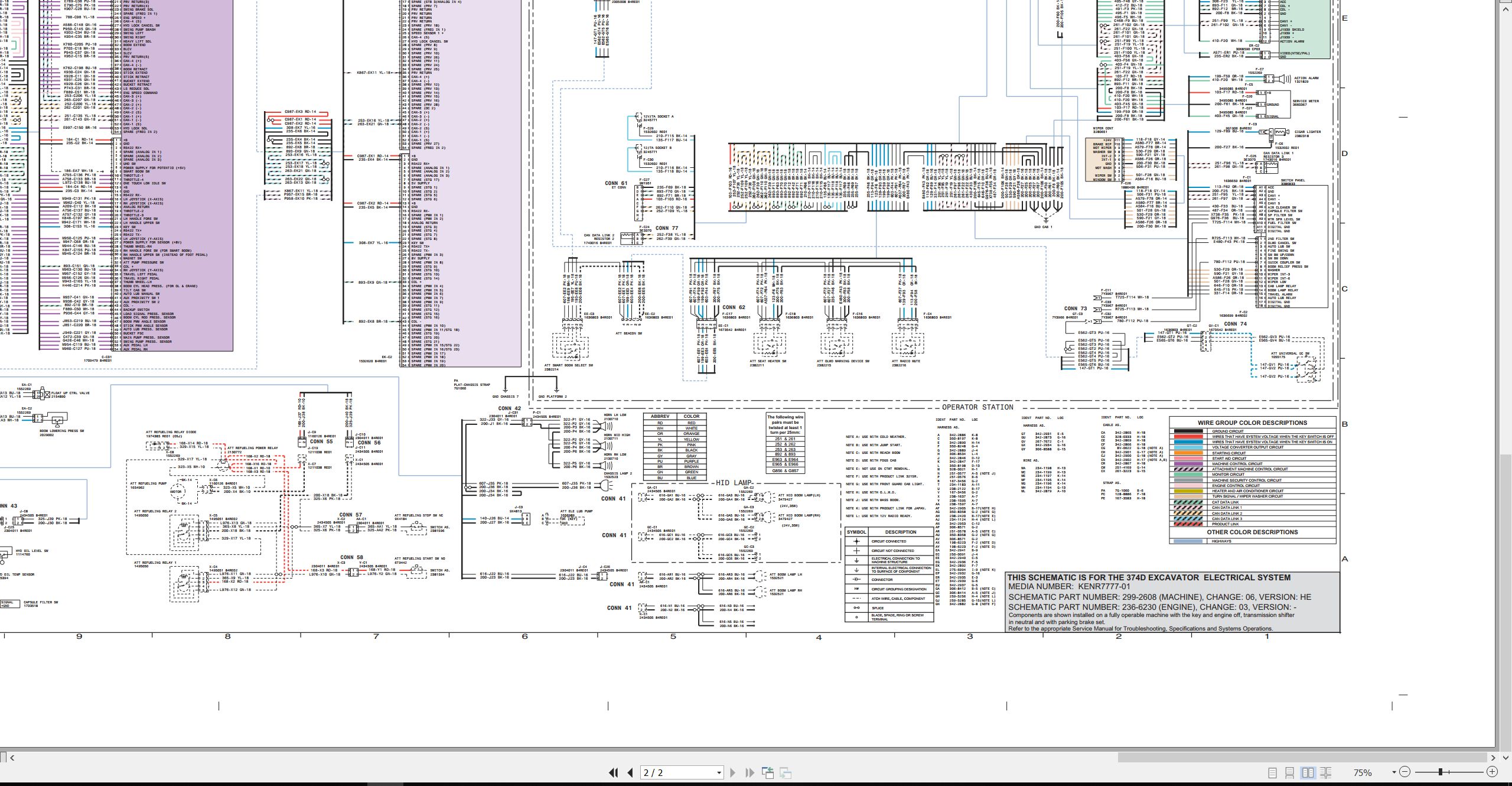 CAT Excavator 374D Electrical Hydraulic Schematic (2)