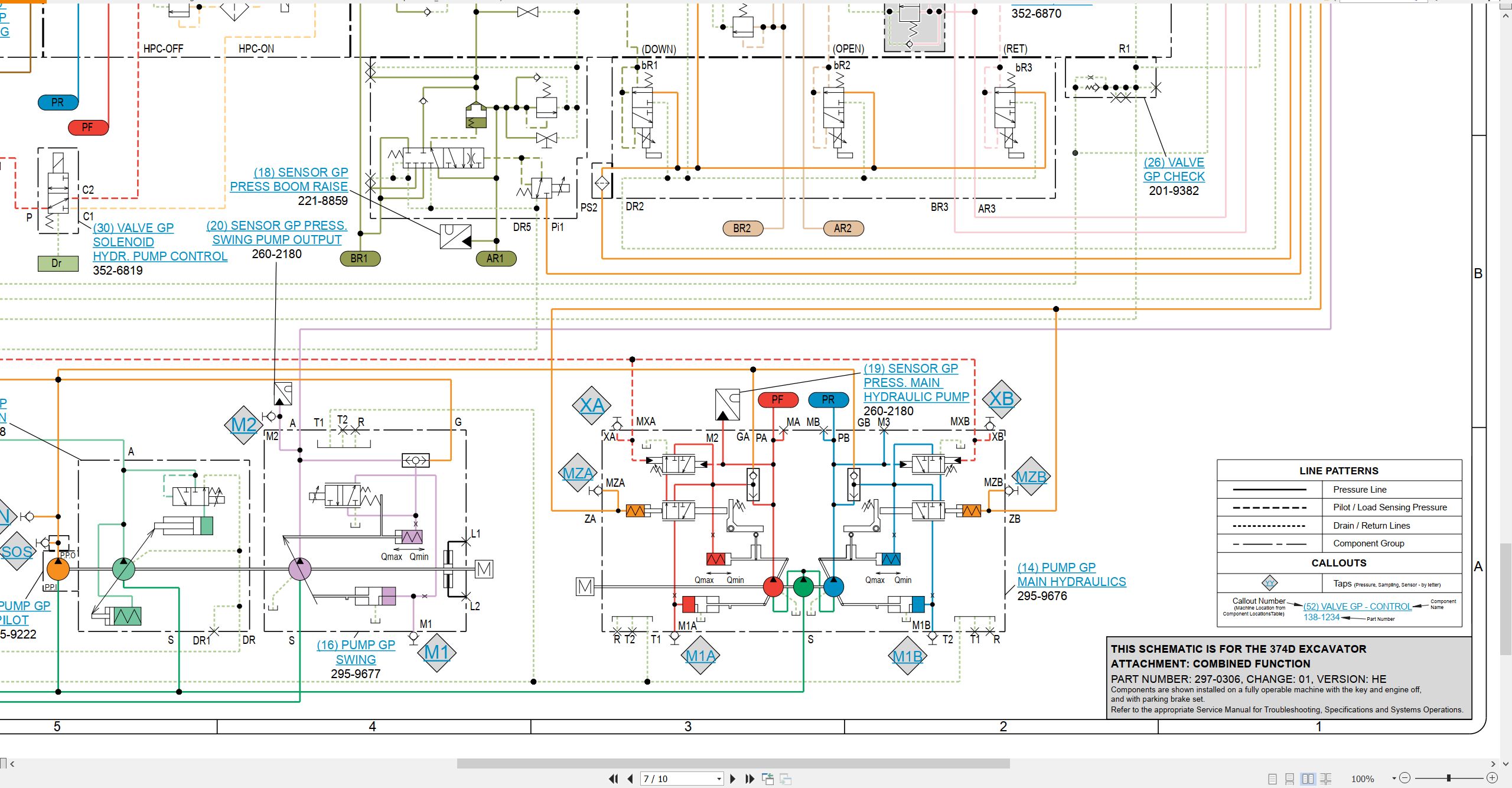 CAT Excavator 374D Electrical Hydraulic Schematic (3)
