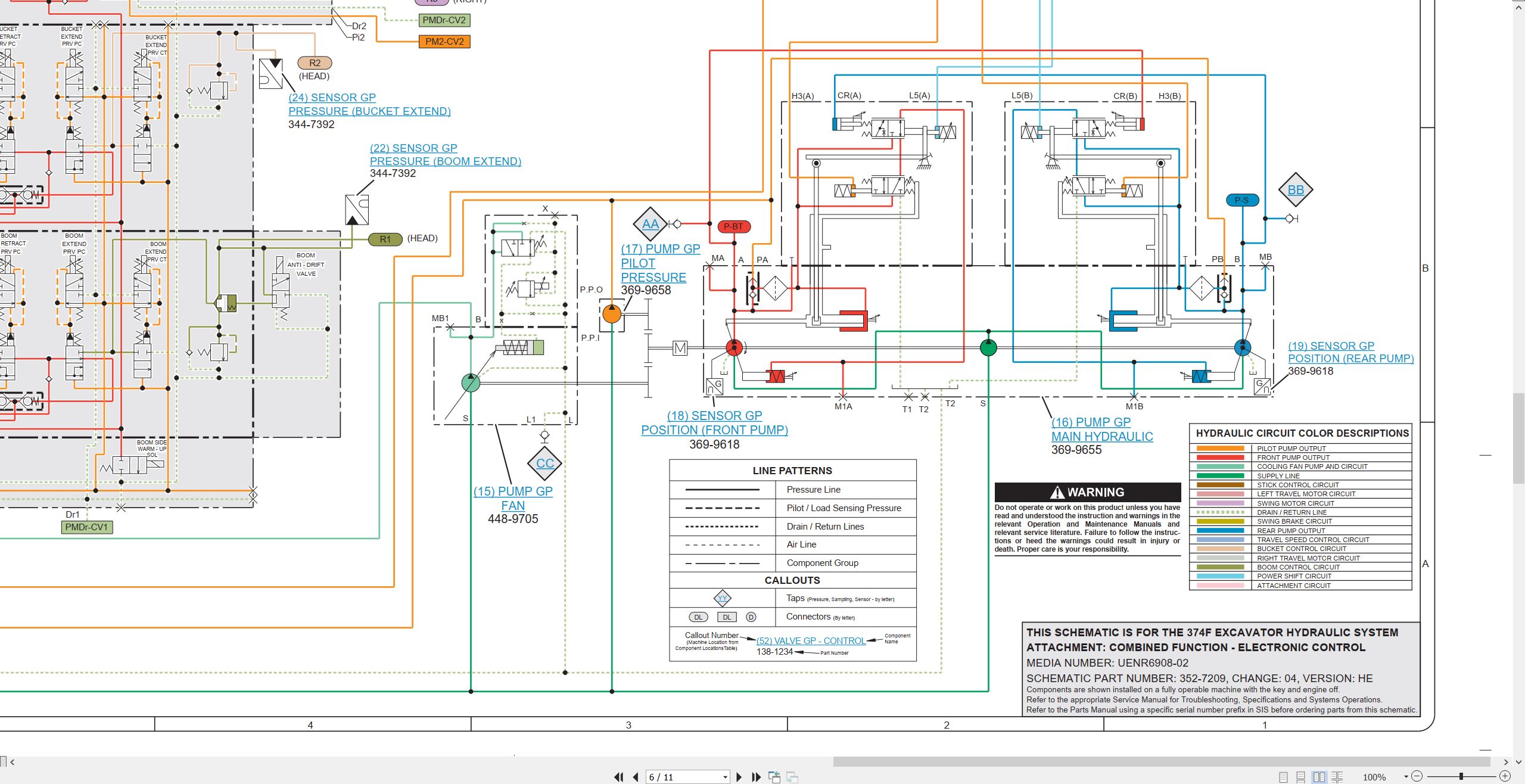 CAT Excavator 374F Electrical Hydraulic Schematic (3)
