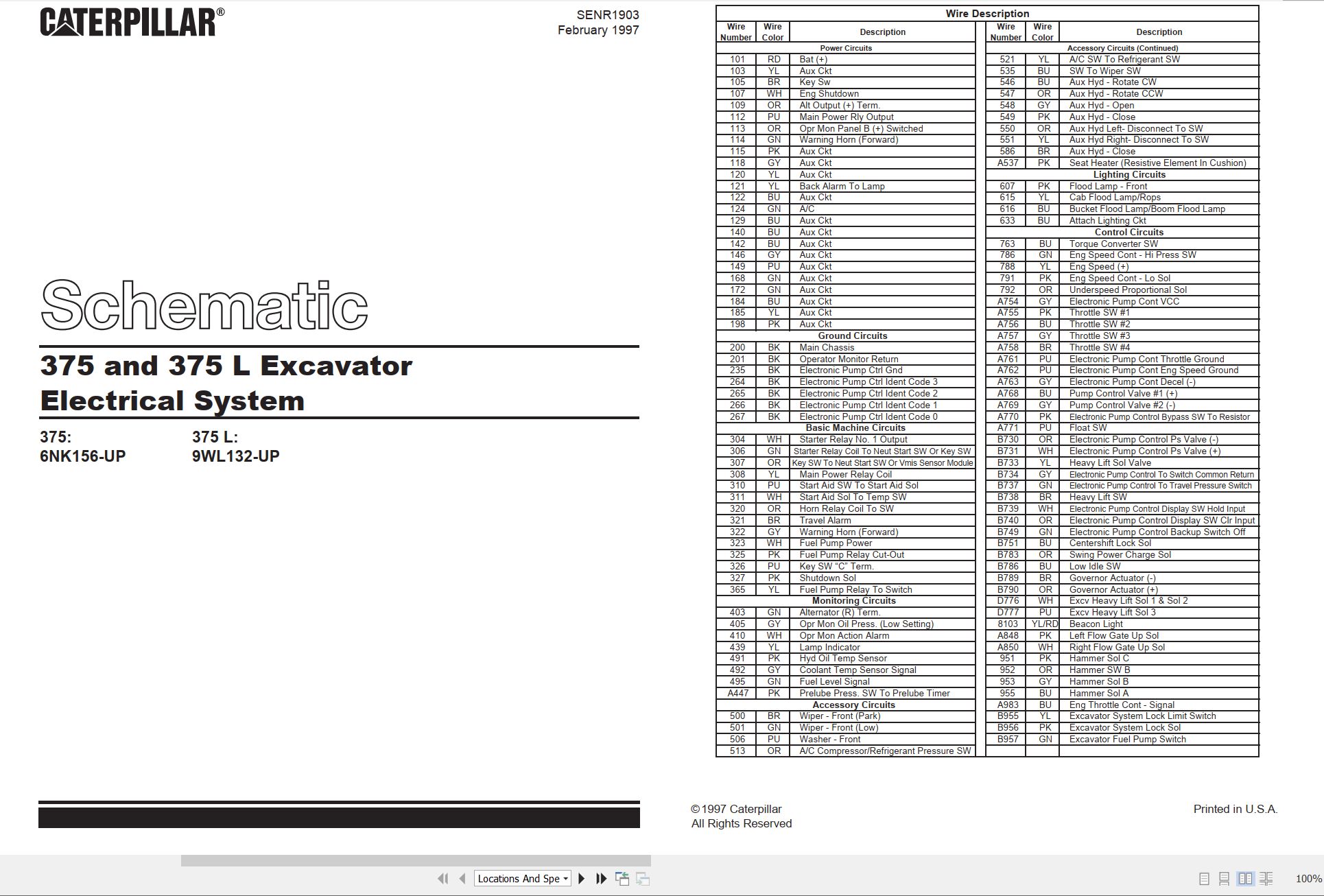 CAT Excavator 375 Electrical Hydraulic Schematic (1)