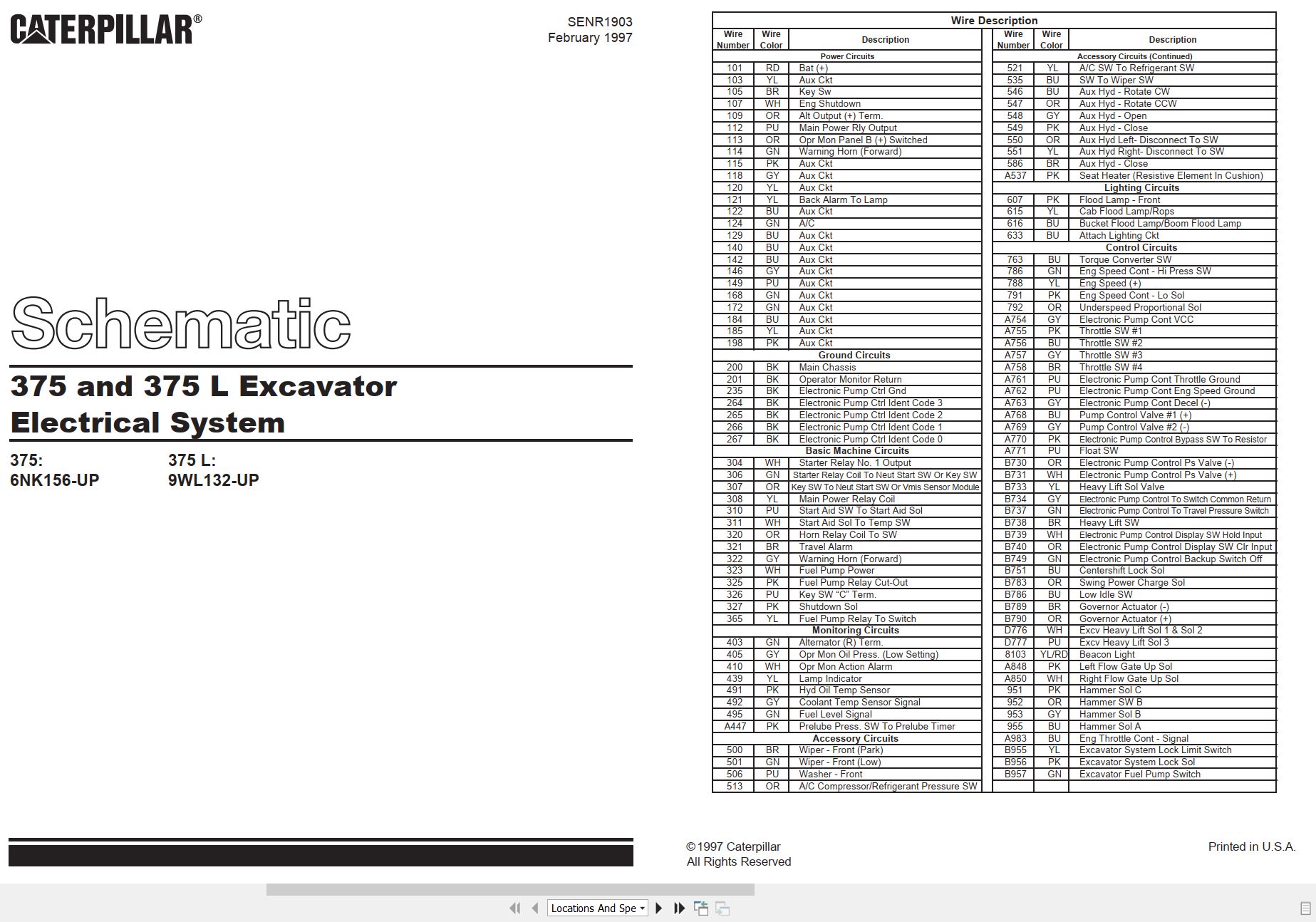 CAT Excavator 375 L Electrical Hydraulic Schematic (1)