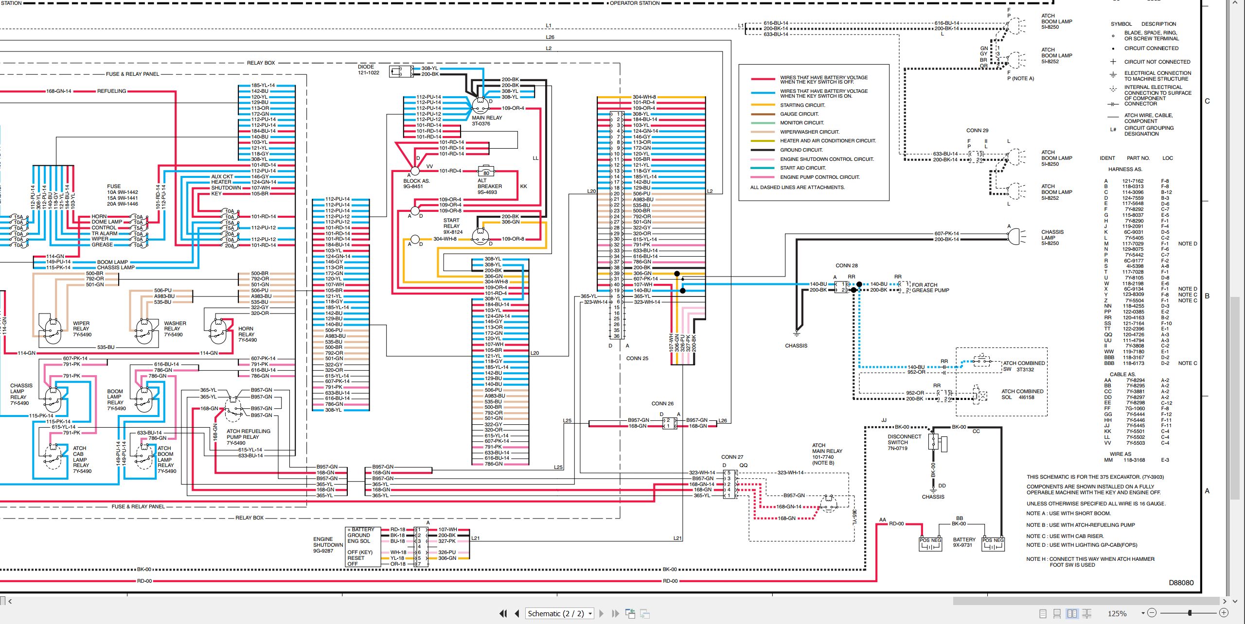 CAT Excavator 375 L Electrical Hydraulic Schematic (2)