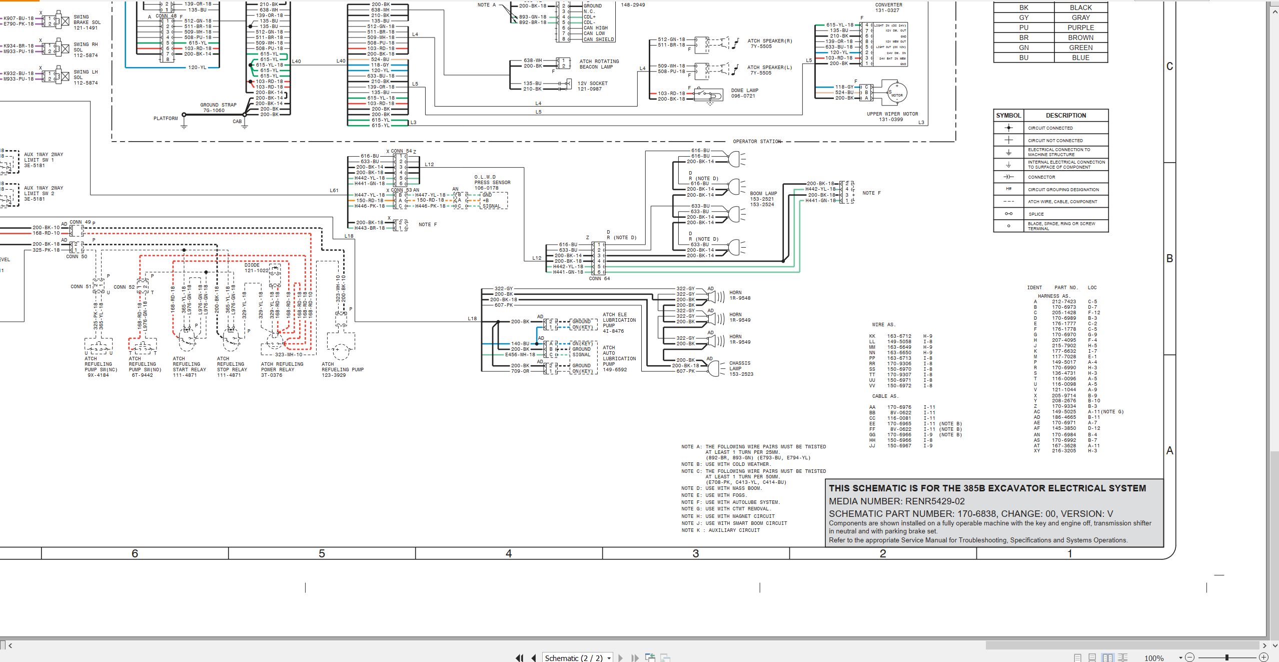 CAT Excavator 385B Electrical Hydraulic Schematic (2)