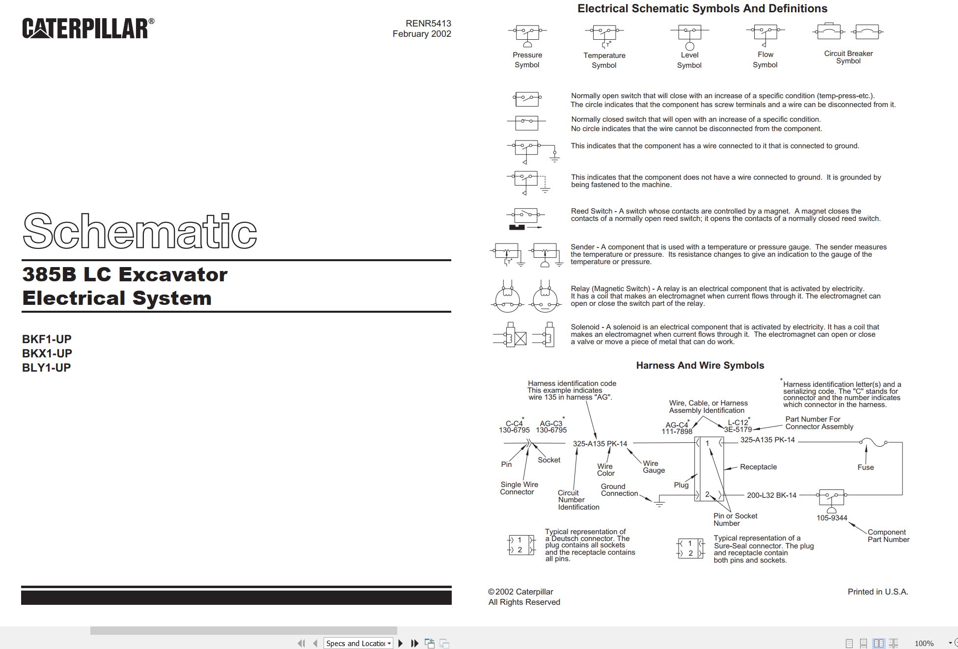 CAT Excavator 385B LC Electrical Schematic RENR5413 00 2002 (1)