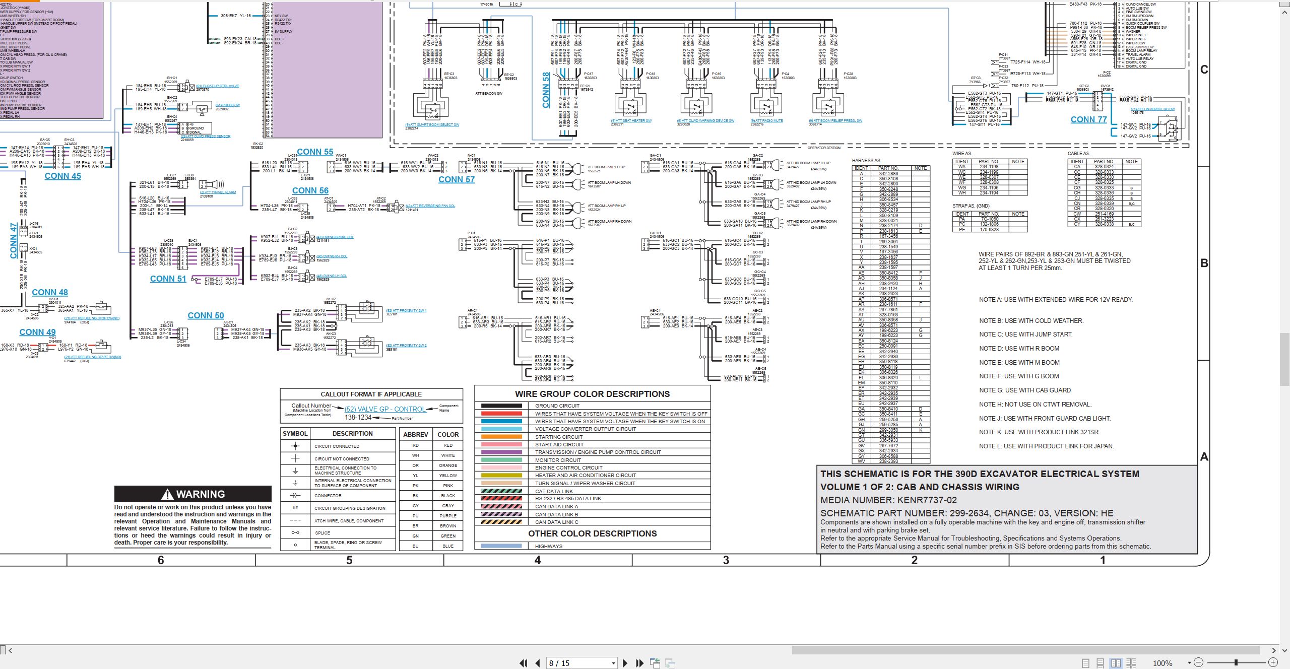 CAT Excavator 390D Electrical Hydraulic Schematic (2)