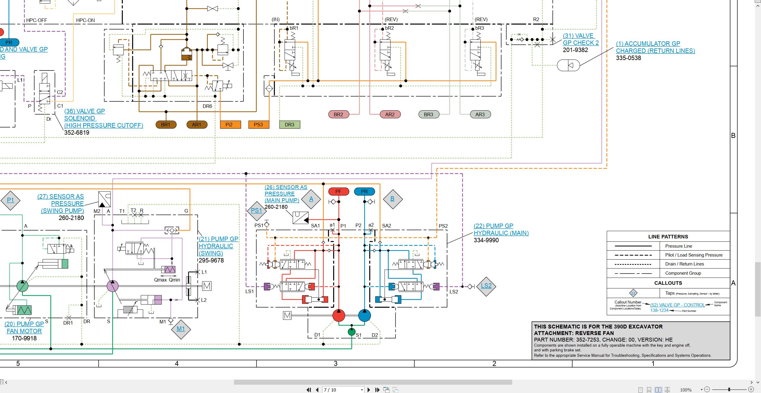 CAT Excavator 390D Electrical Hydraulic Schematic (3)