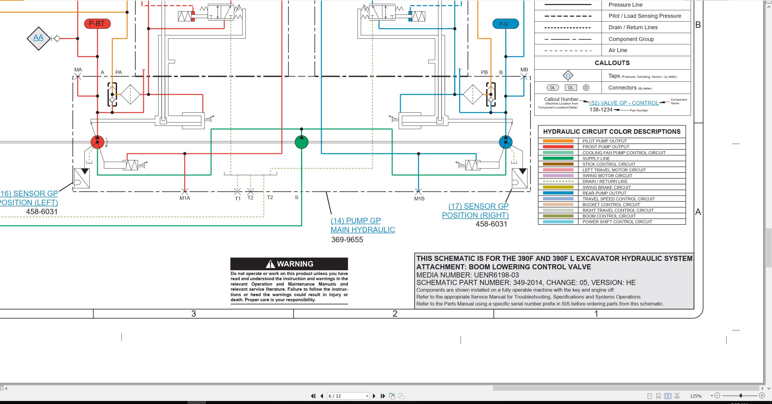 CAT Excavator 390F L Hydraulic Schematic UENR6198 03 2020 (2)