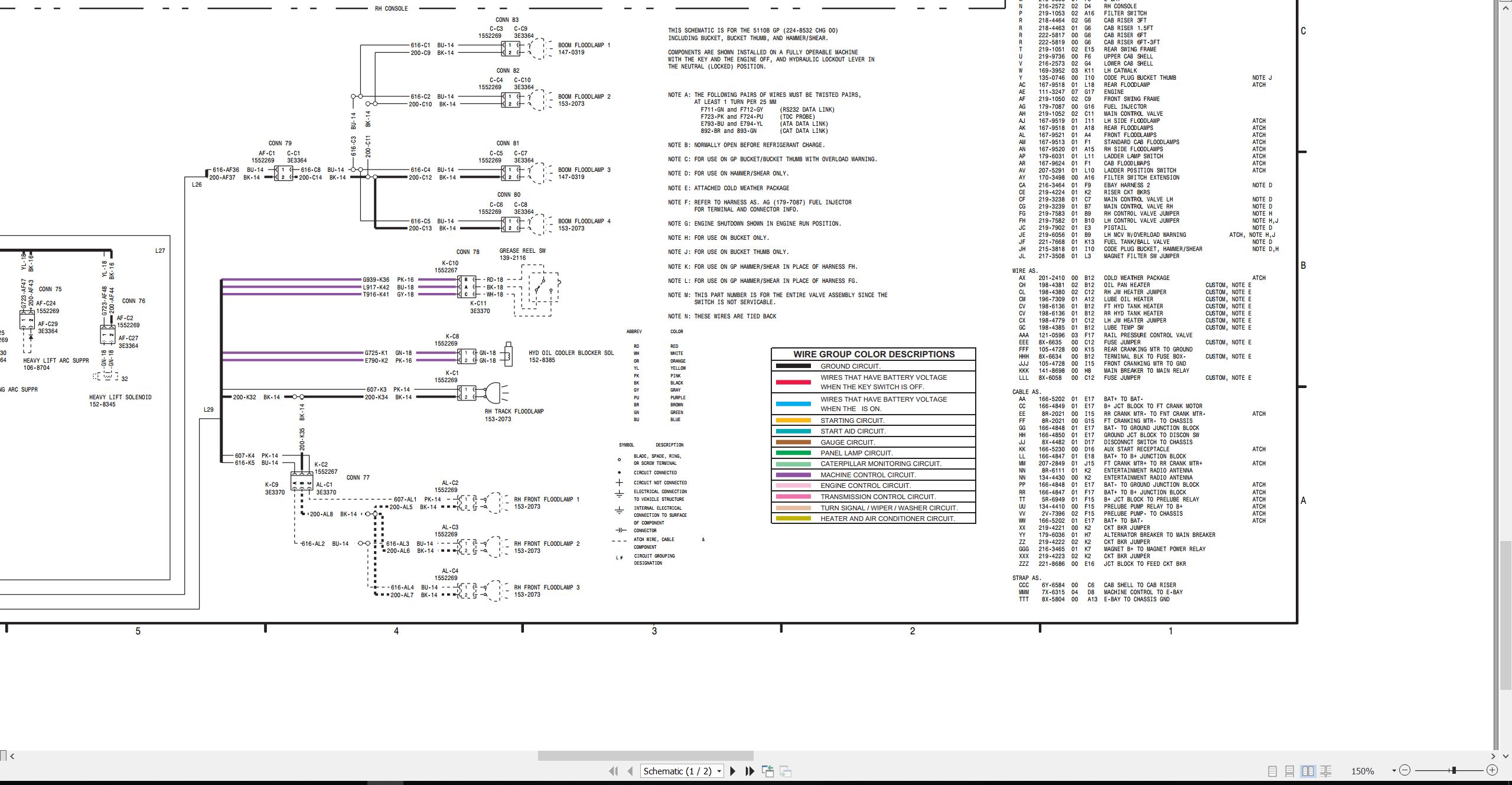 CAT Excavator 5110B 5110B L Electrical Schematic RENR6521 00 2002 (2)