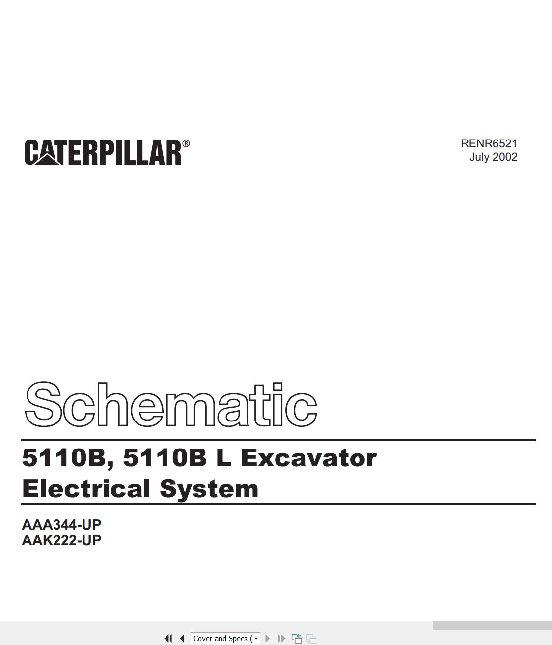 CAT Excavator 5110B Electrical Hydraulic Schematic (1)