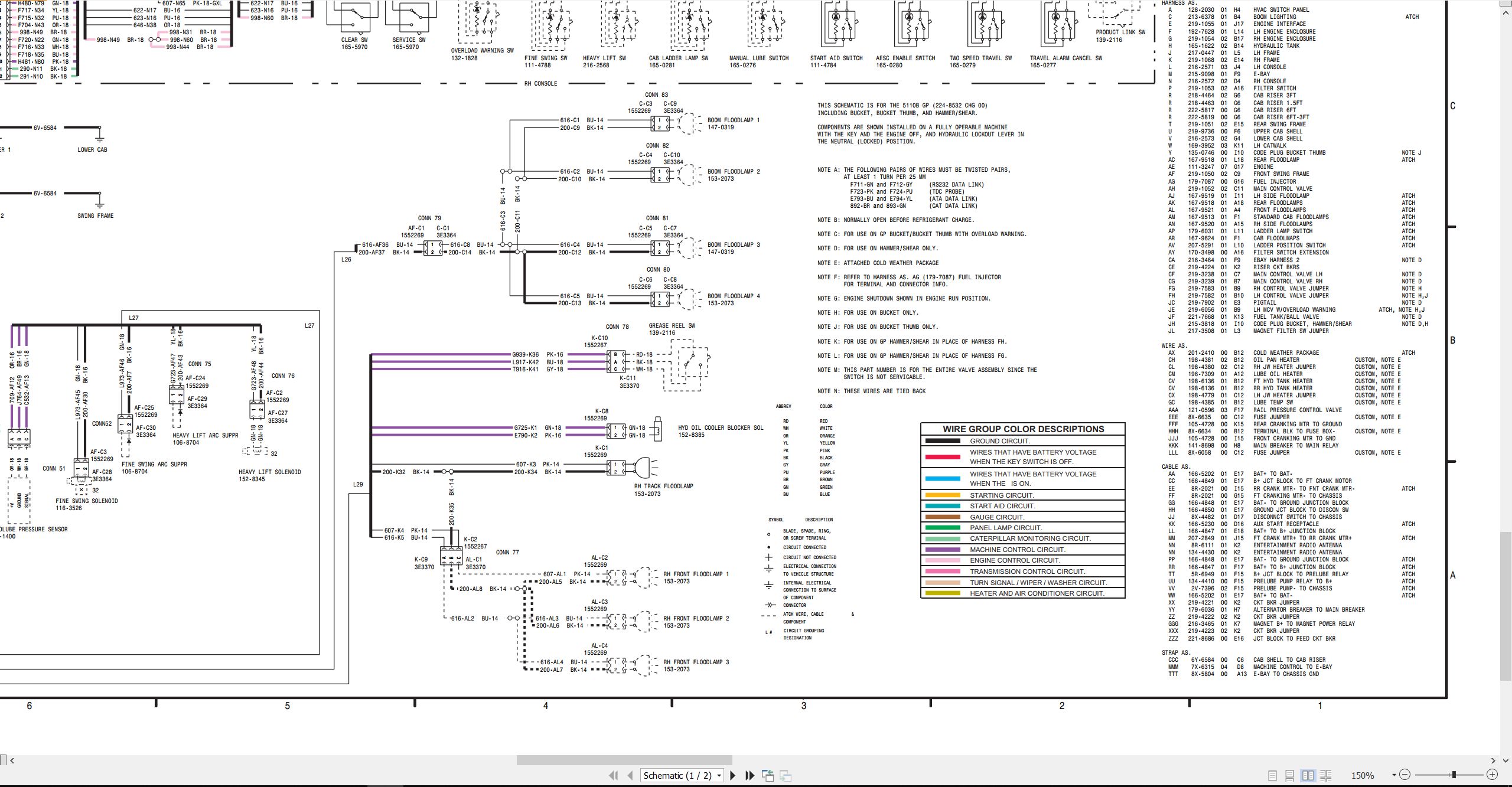 CAT Excavator 5110B Electrical Hydraulic Schematic (2)